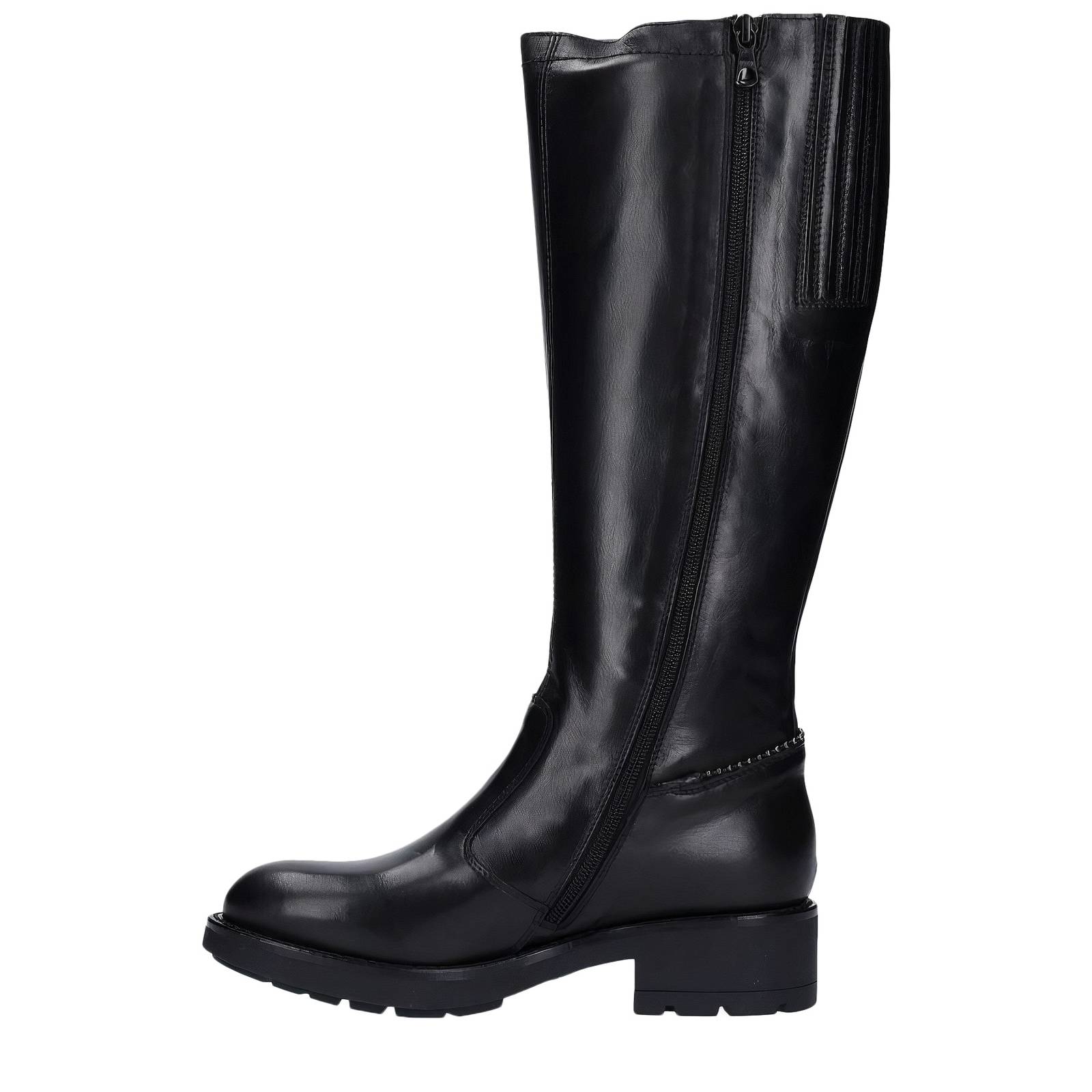 Nerogiardini Stivale In Pelle Al Ginocchio Con Tacco Basso Nero - Donna Scarpe - Imagen 1 de 4