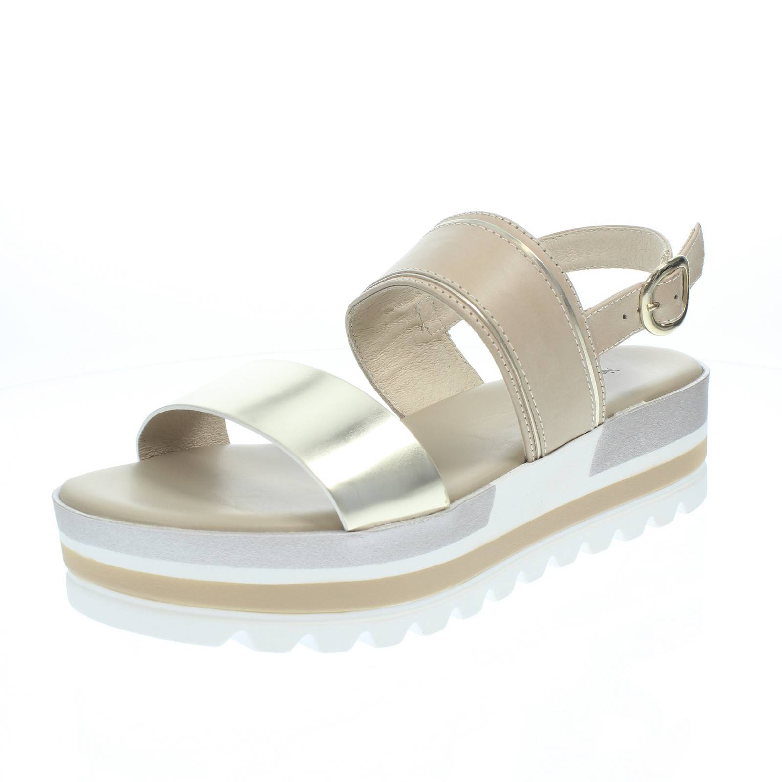 NEROGIARDINI Leder-Keilsandalen Damen platin