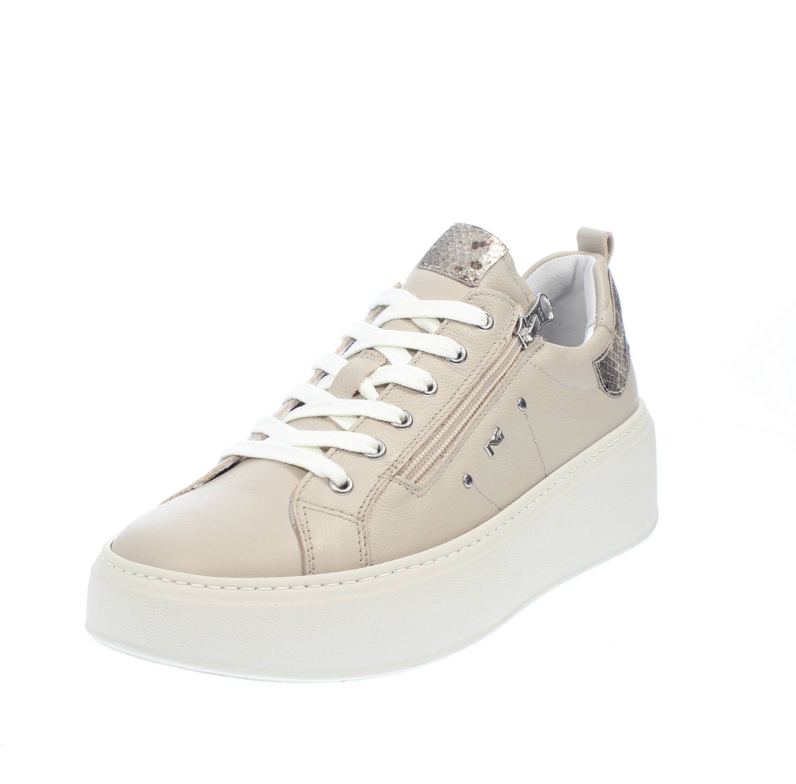 Кроссовки Nerogiardini из коллекции Pelle Con Suola Rialzata Bianco - Кроссовки Donna Scarpe