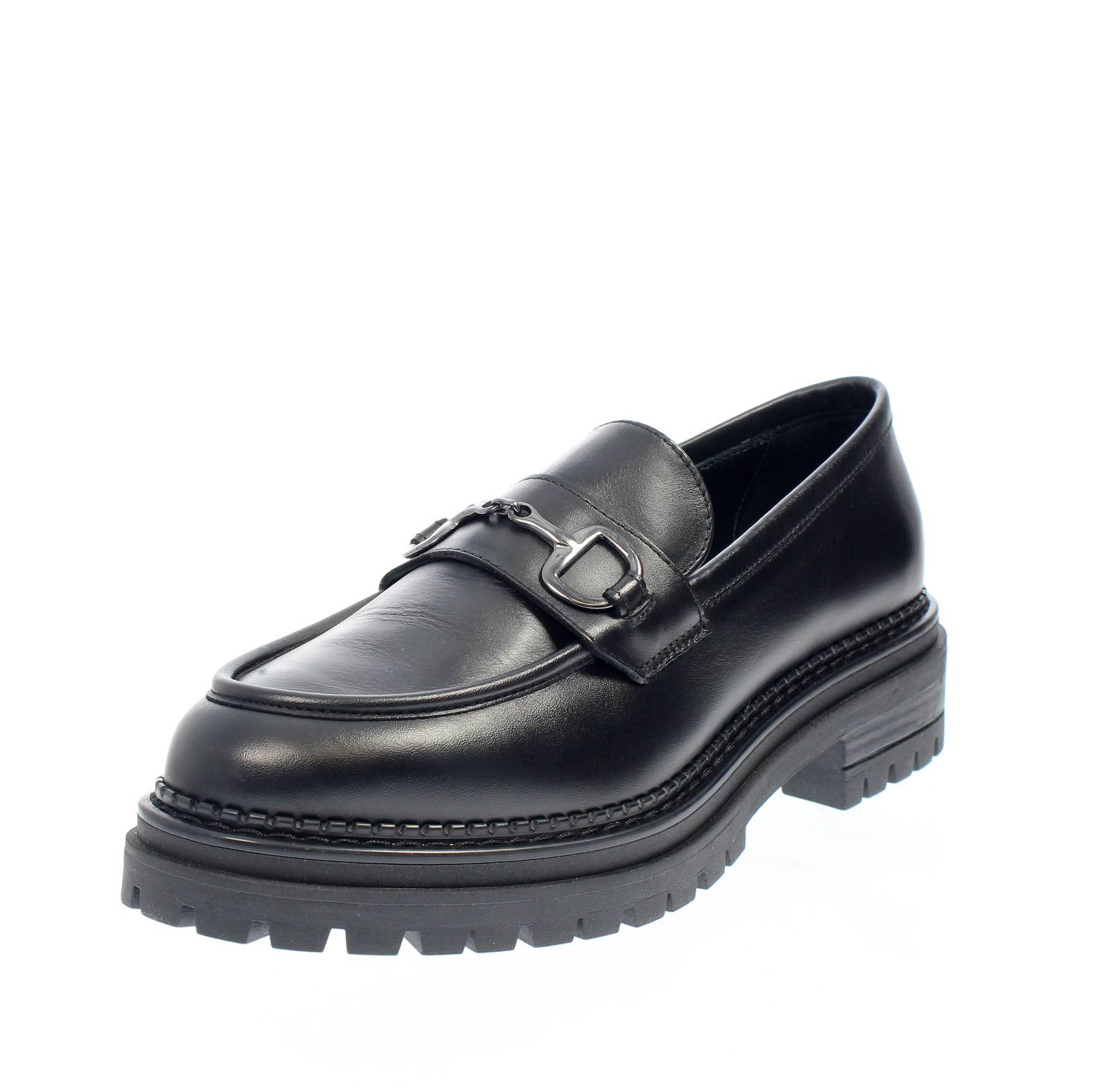 Nerogiardini Mocassini Carrarmato In Pelle Nero - Donna Scarpe Mocassini