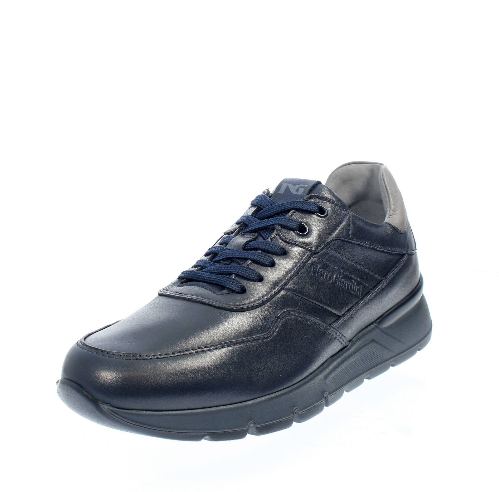Nerogiardini Sneakers In Pelle Blu - Uomo Scarpe Sneakers Eleganti - Imagen 4 de 4