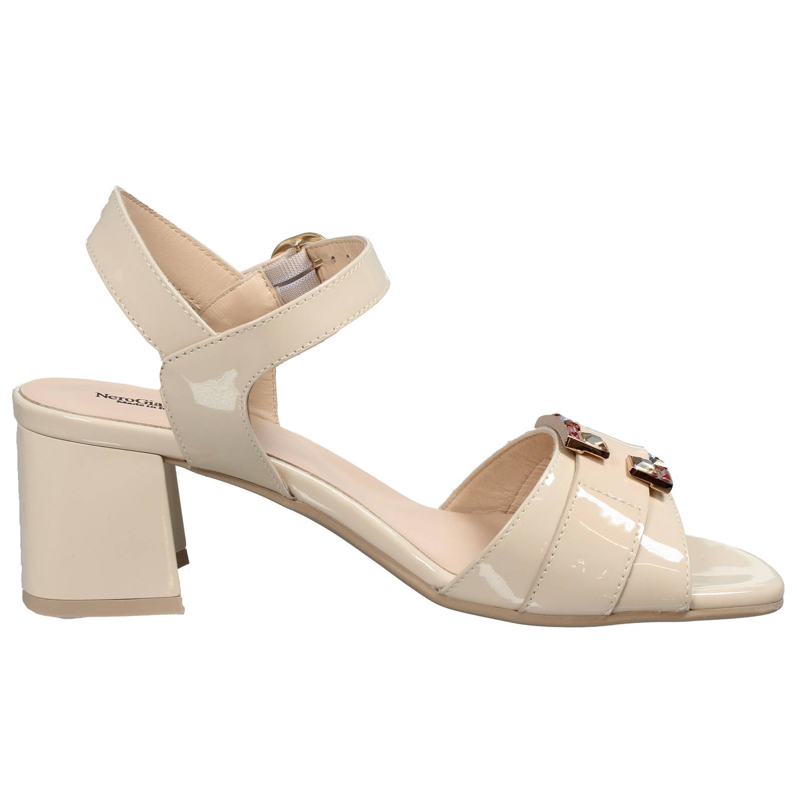 NEROGIARDINI Sandali in Pelle con tacco Donna bianco Foto 2