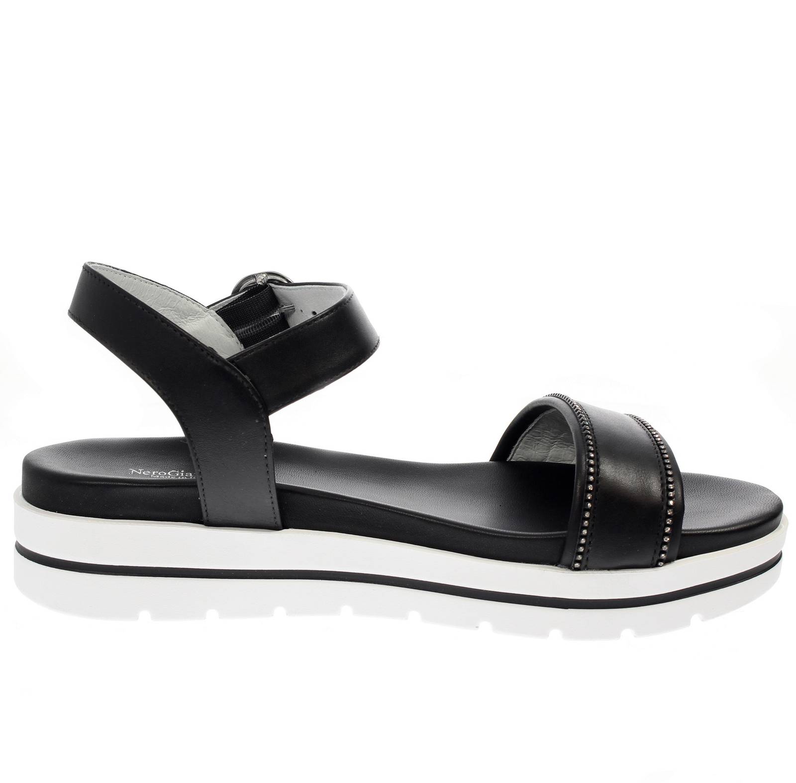 NEROGIARDINI Plateausandalen aus Leder Damen schwarz Foto 2