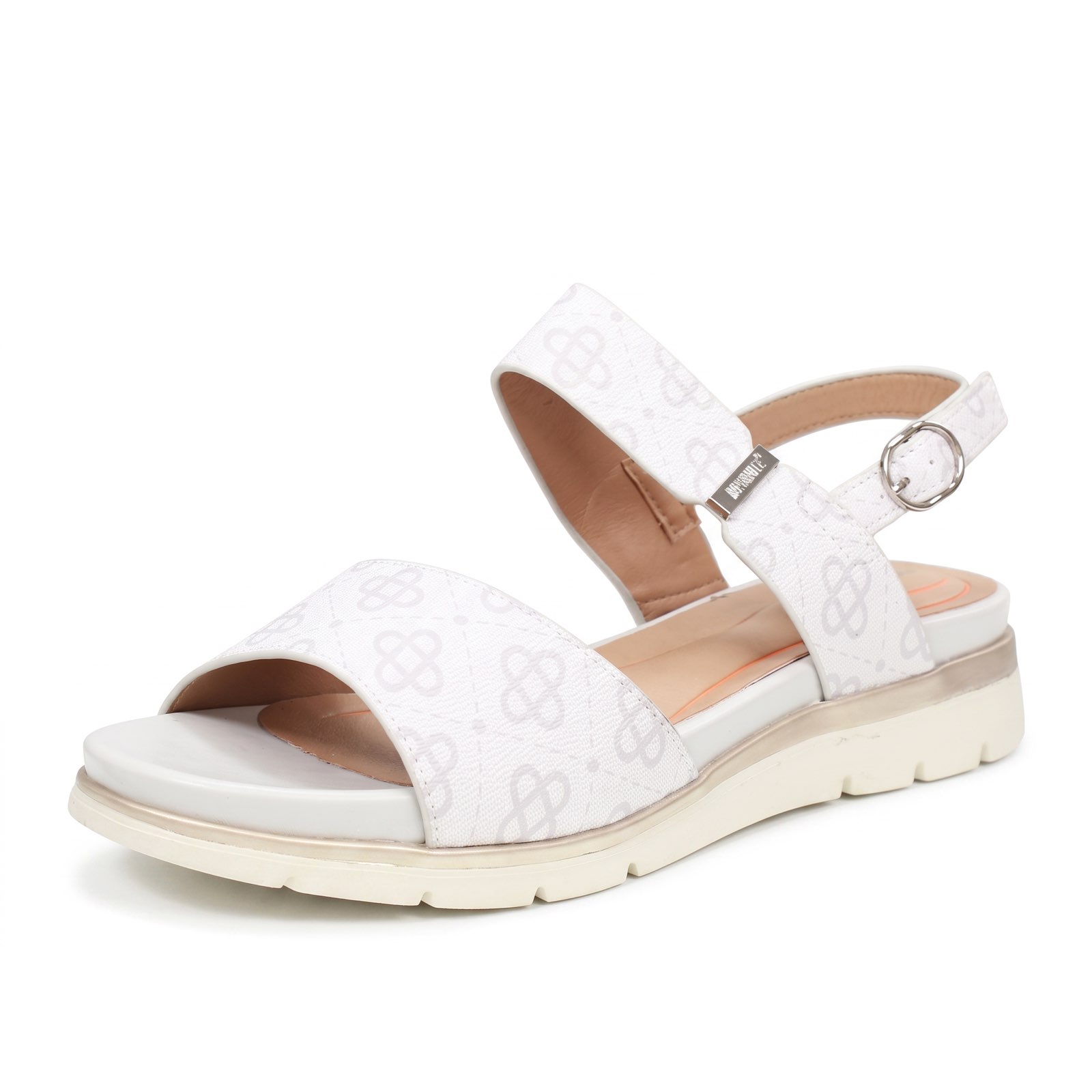IMPRONTE Lucia Logo - Sandales à talons compensés et à bride Femme beige