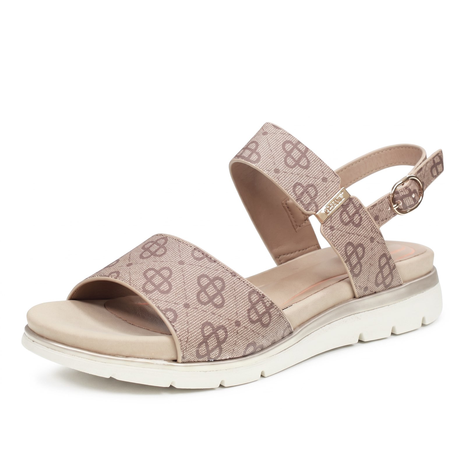 IMPRONTE Lucia Logo - Sandales à talons compensés et à bride Femme marron