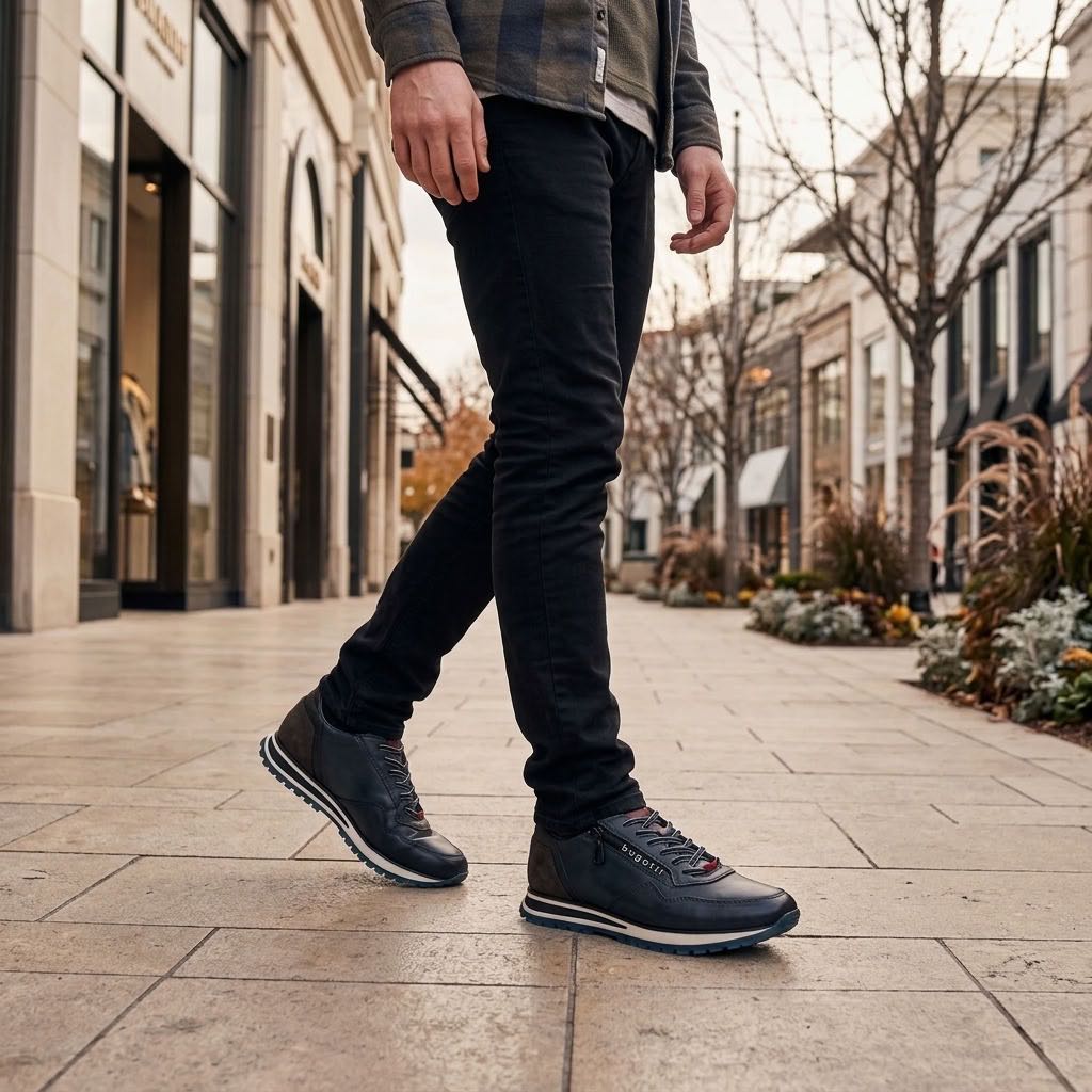 BUGATTI Philip – Sneakers aus Leder mit Reißverschluss Herren blau Foto 2