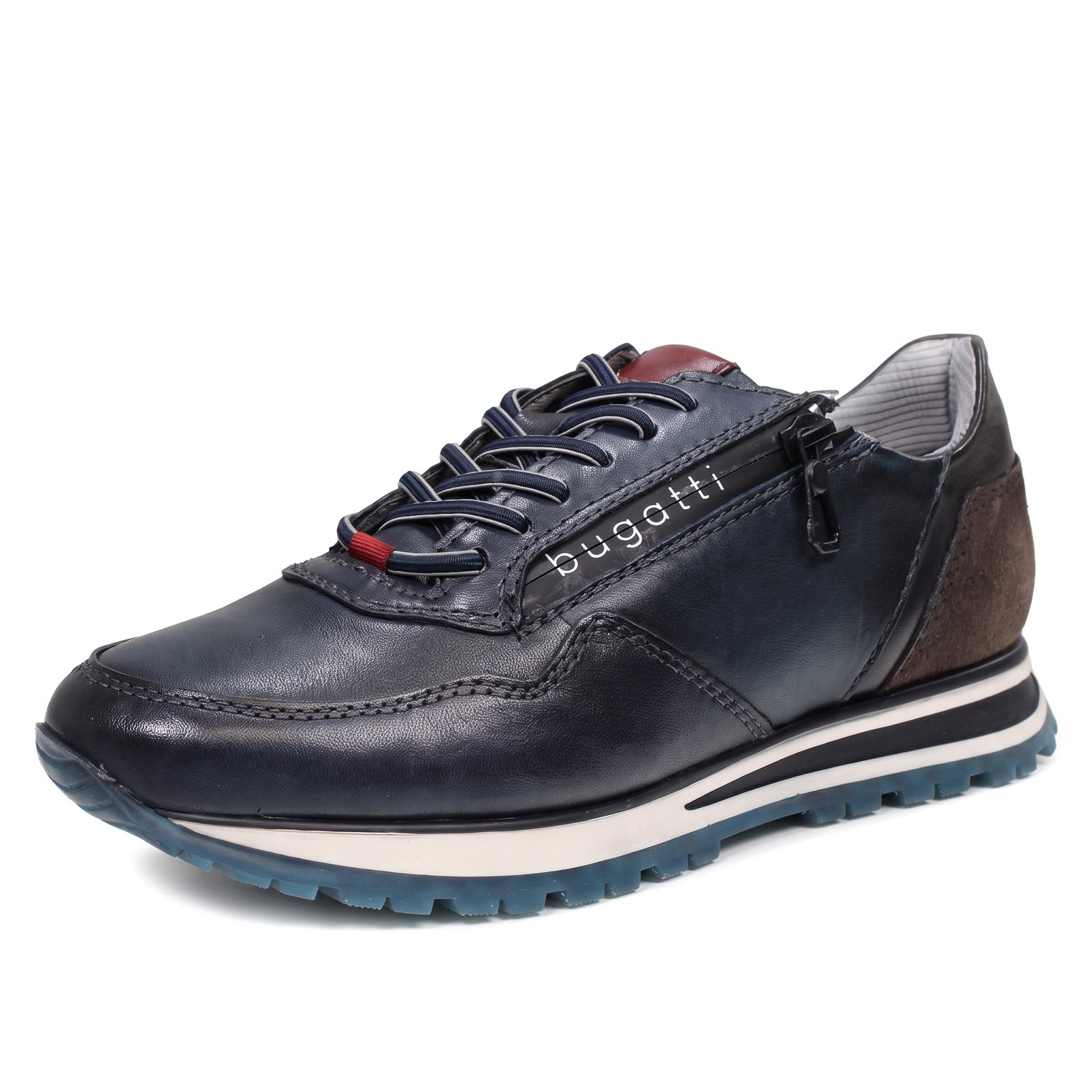 BUGATTI Philip - Sneakers en cuir avec fermeture éclair Homme bleu
