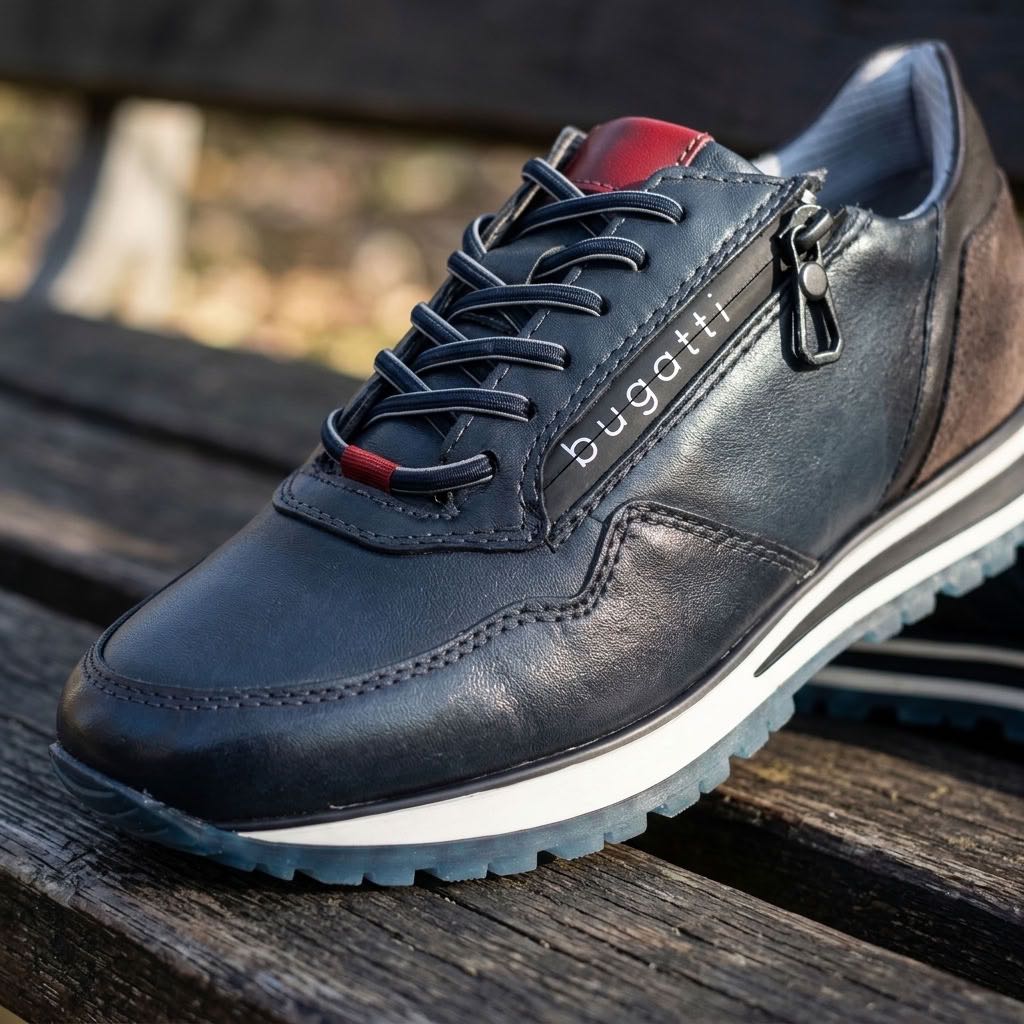 BUGATTI Philip – Sneakers aus Leder mit Reißverschluss Herren blau Foto 5