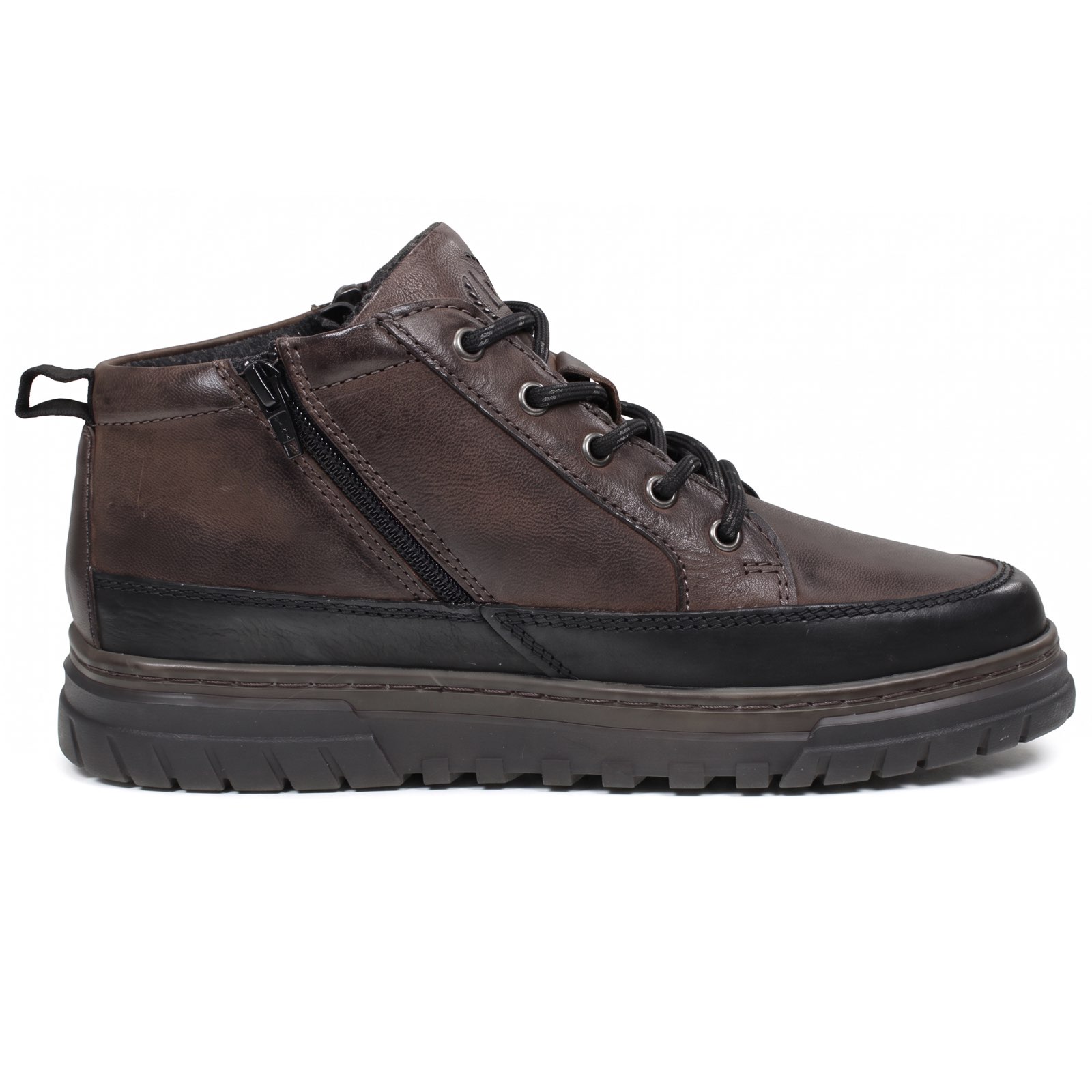 BUGATTI Ragrix - Sneakers montantes en cuir avec fermetures éclair Homme gris Photo 3