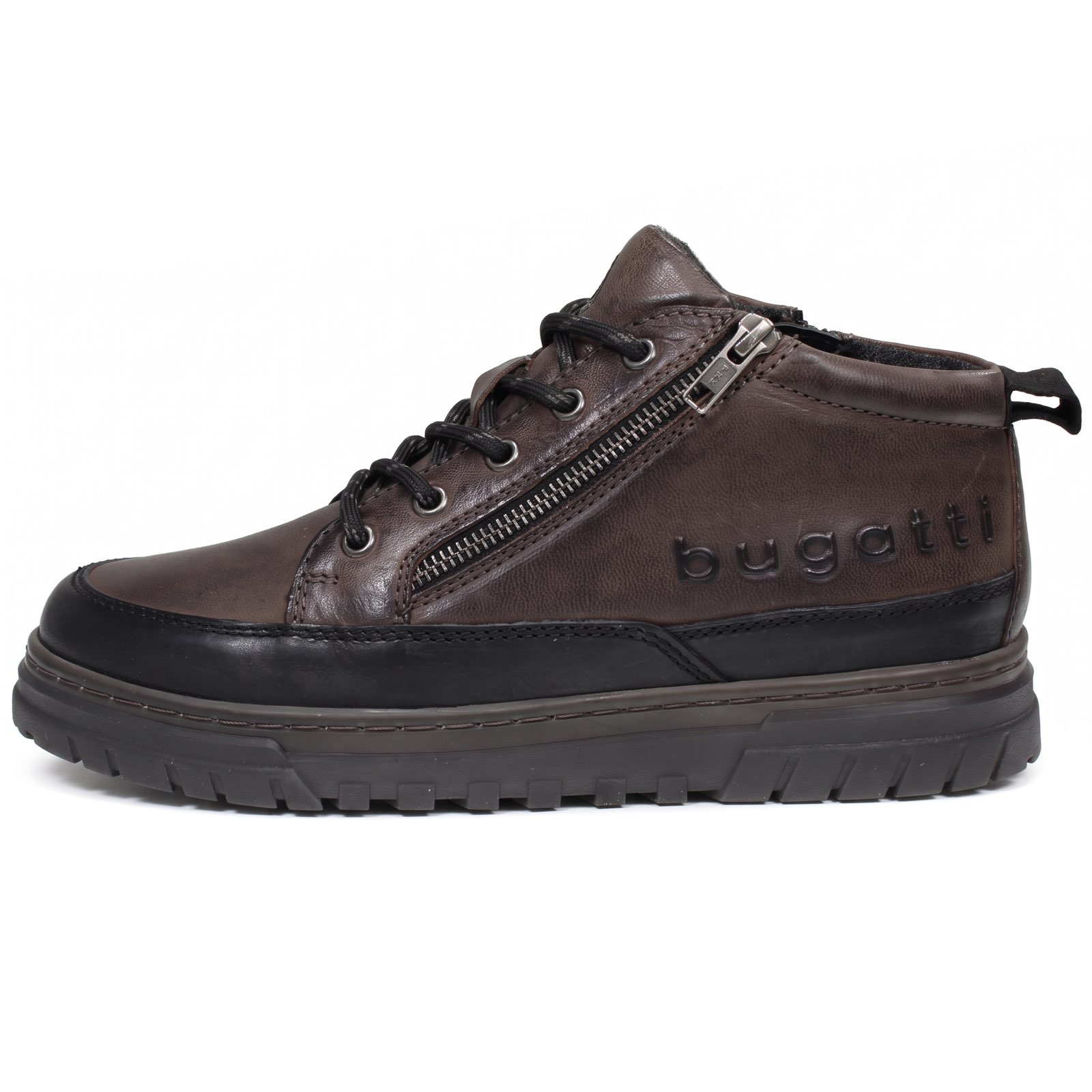 BUGATTI Ragrix - Sneakers montantes en cuir avec fermetures éclair Homme gris Photo 4
