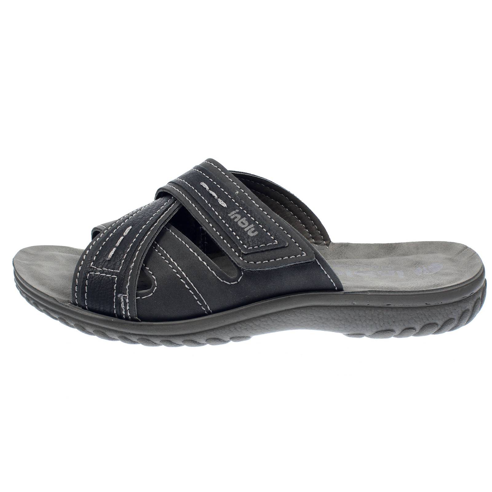INBLU Chaussons synthétiques à lanières Homme noir Photo 3
