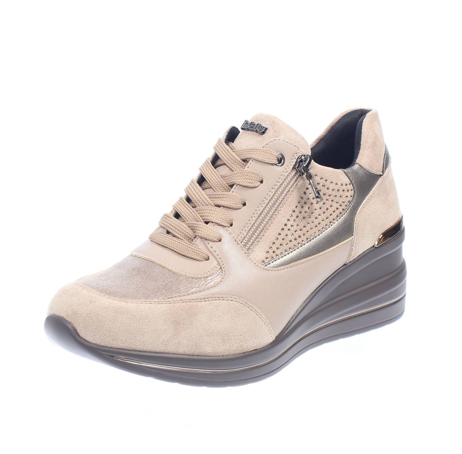 Кроссовки Inblu в бежевом цвете Tessuto E Sintetico Con Zeppa - Кроссовки Donna Scarpe