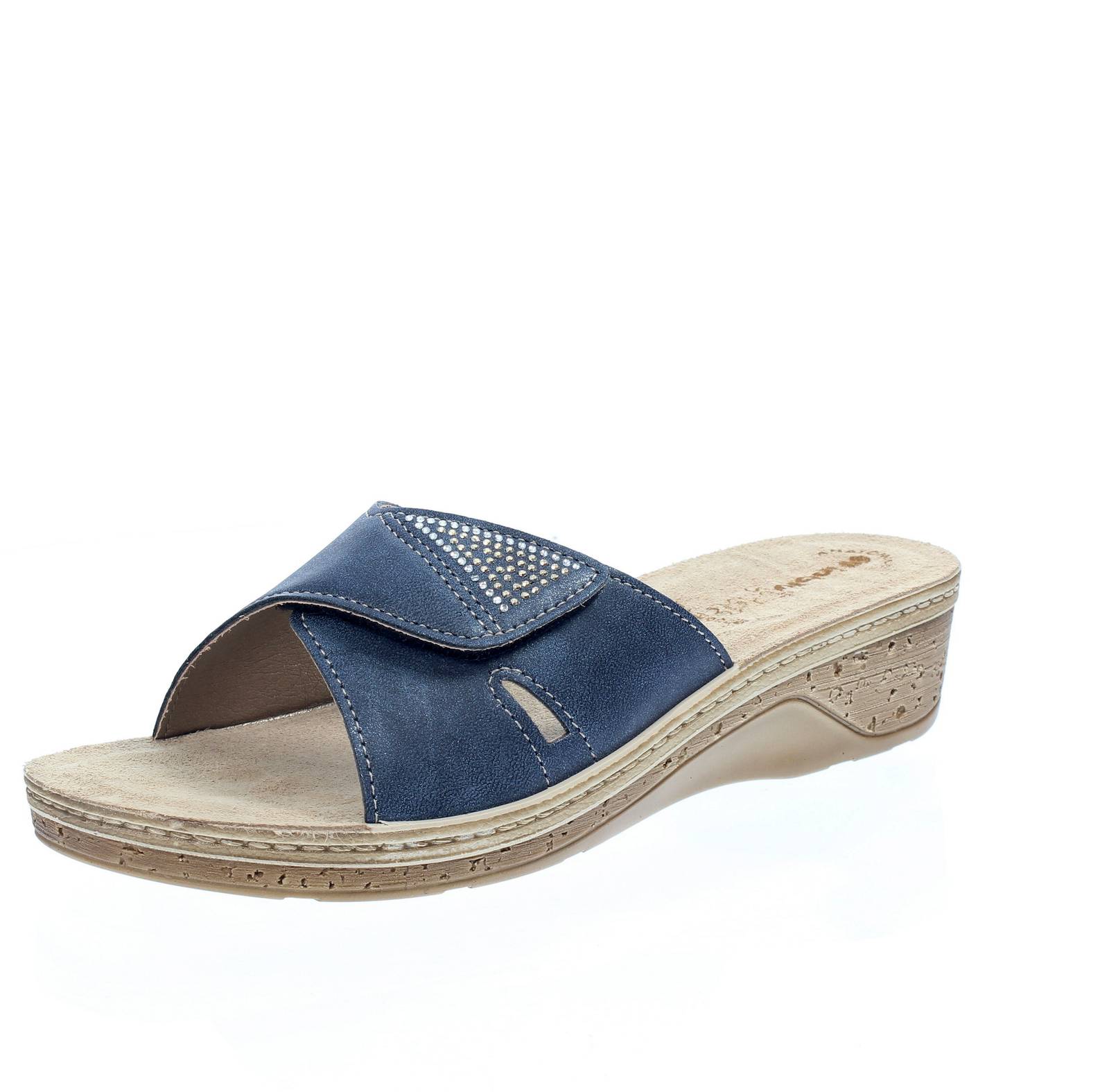 Inblu Komfort Hausschuhe mit blauem Keilabsatz - Damen Schuhe Pantoletten Band 5890₽