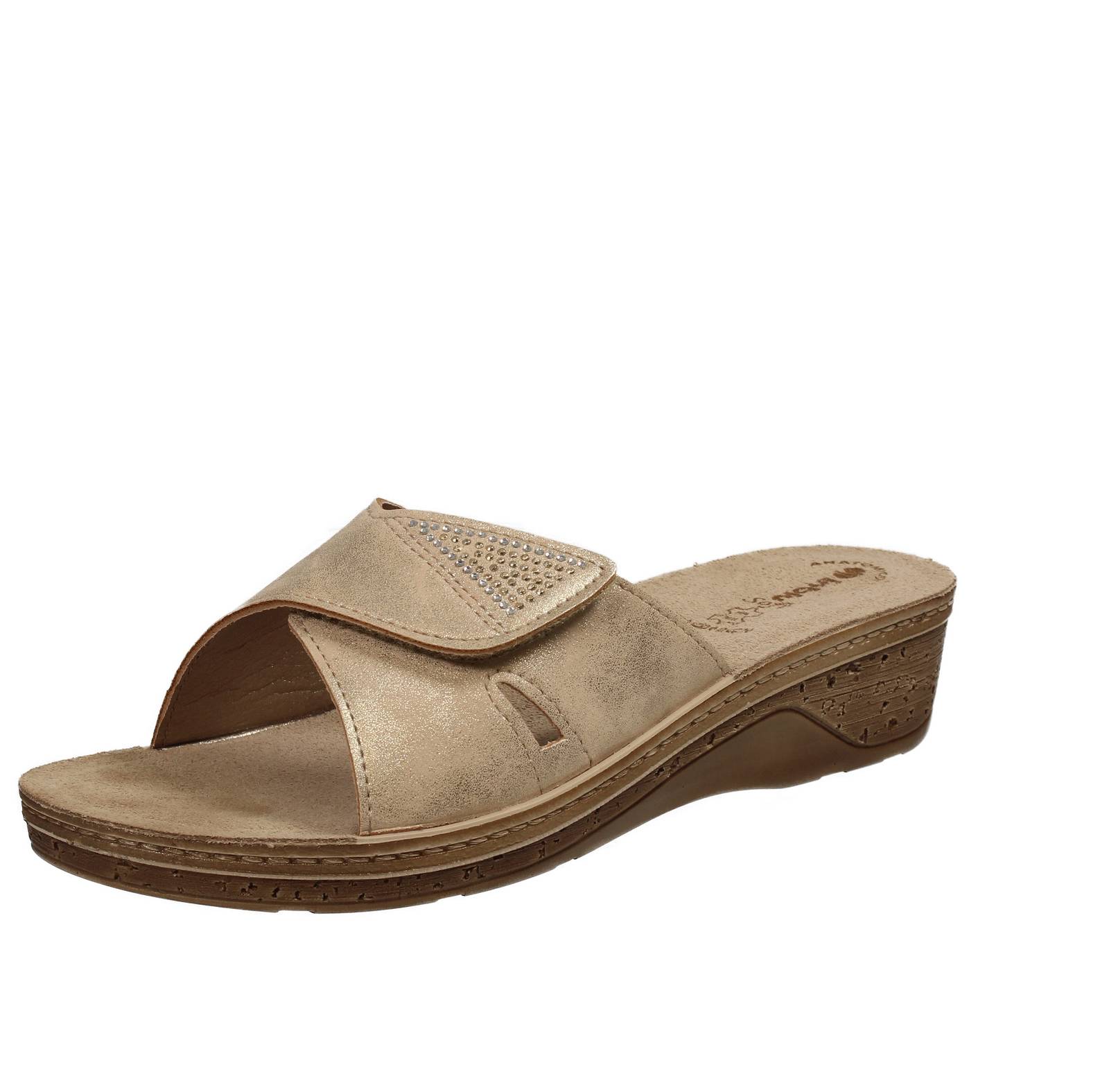 INBLU Komfort-Pantoffeln mit Keil Damen sandfarben