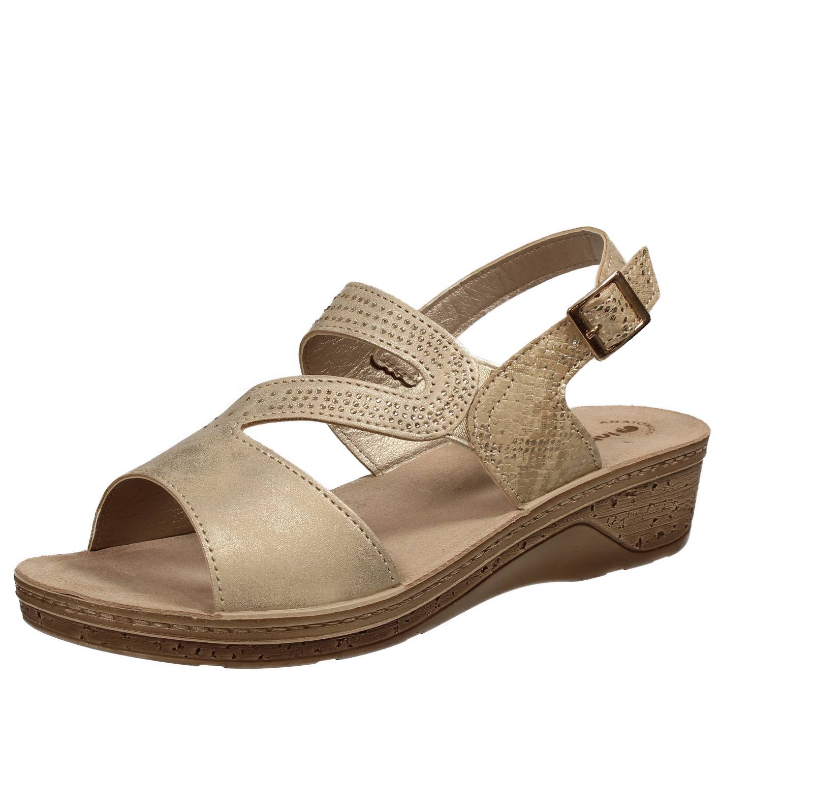 INBLU Komfort-Keilsandalen Damen sandfarben