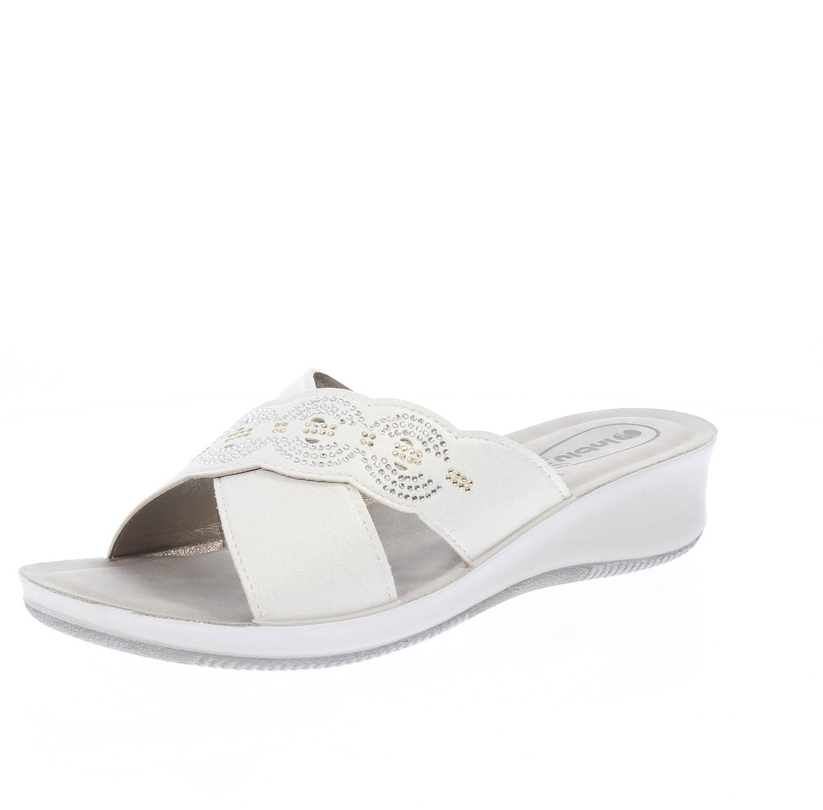 В синем цвете Ciabatte Comfort Con Zeppetta Bianco - Фасция Донны Скарпе Чиабатте