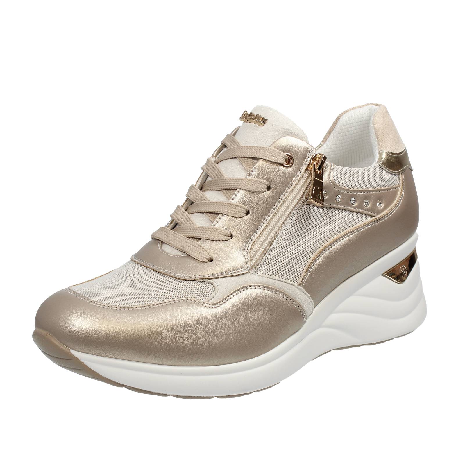Кроссовки Inblu Glitter Con Zeppa Platino - Повседневные кроссовки Donna Scarpe