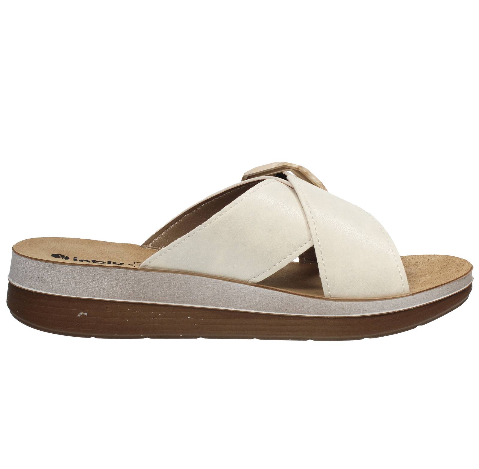 INBLU Sandalen mit Schnalle und Keil Damen weiß Foto 2