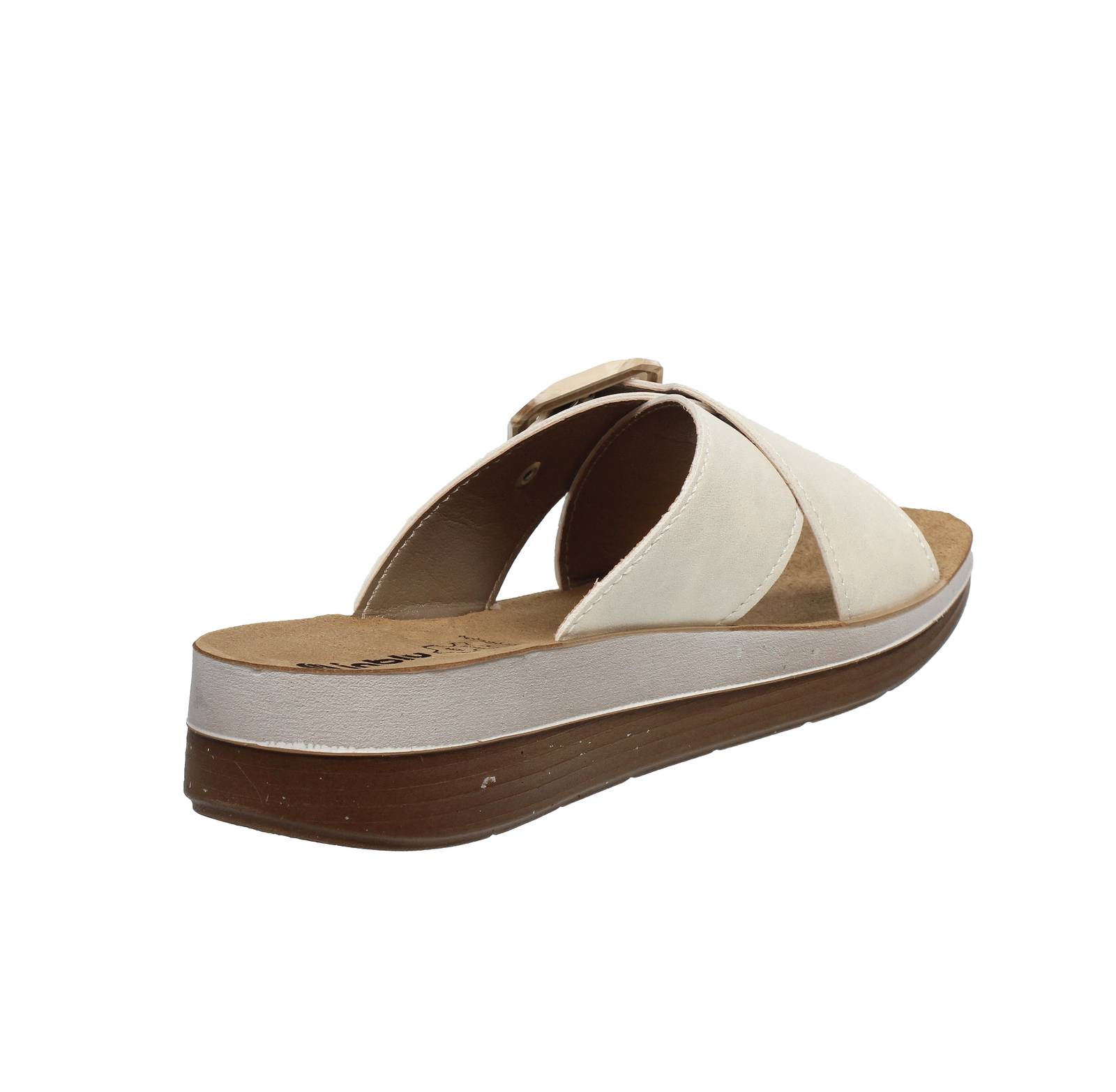 INBLU Sandalen mit Schnalle und Keil Damen weiß Foto 4