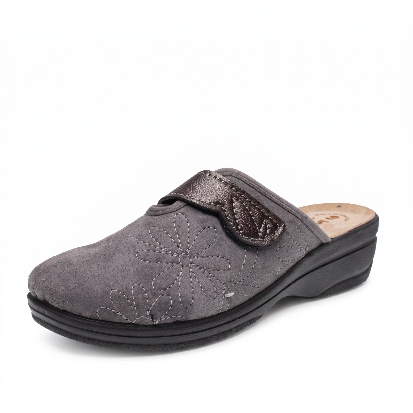 INBLU Stoffslipper mit Keil Damen grau