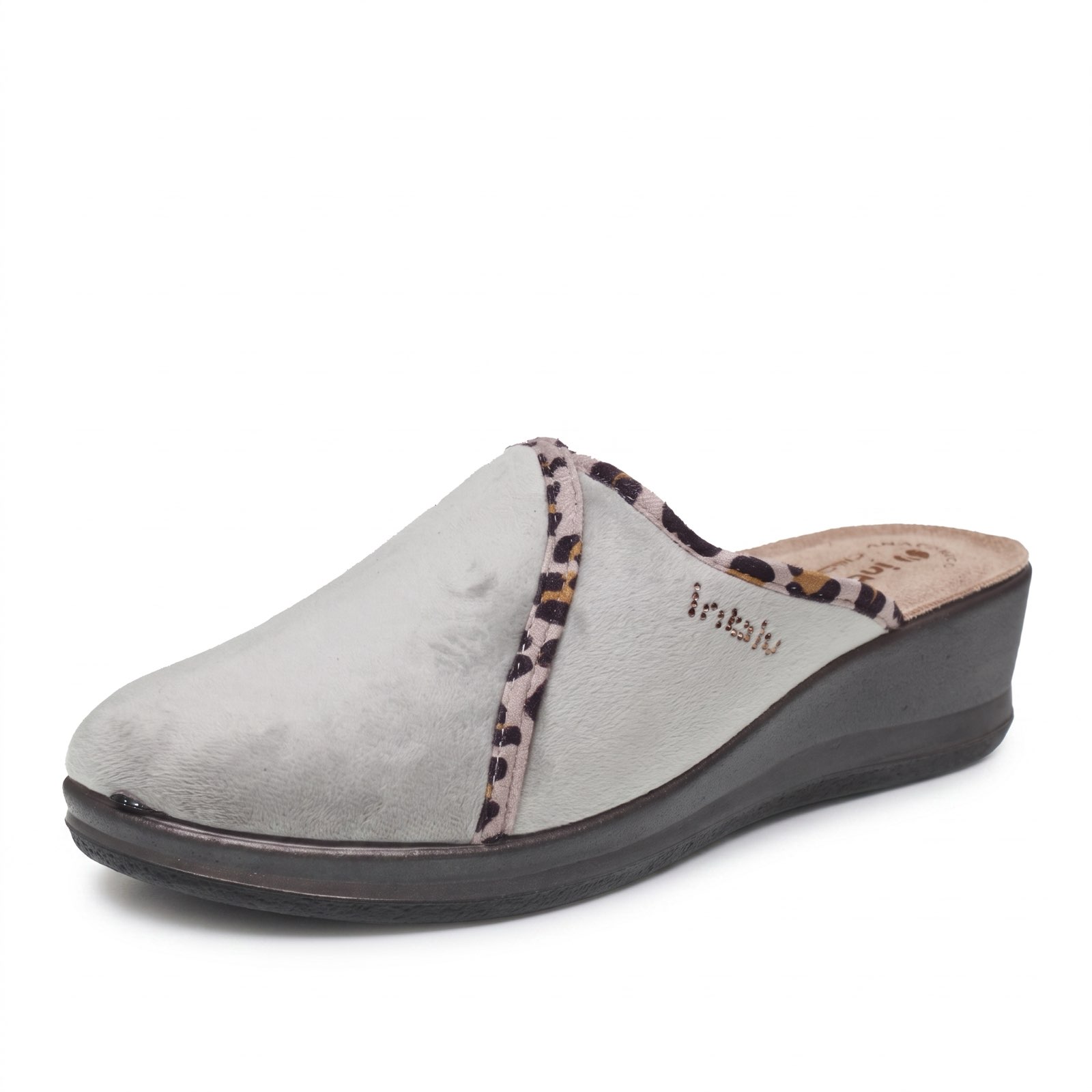 INBLU Stoffslipper mit Keil Damen grau