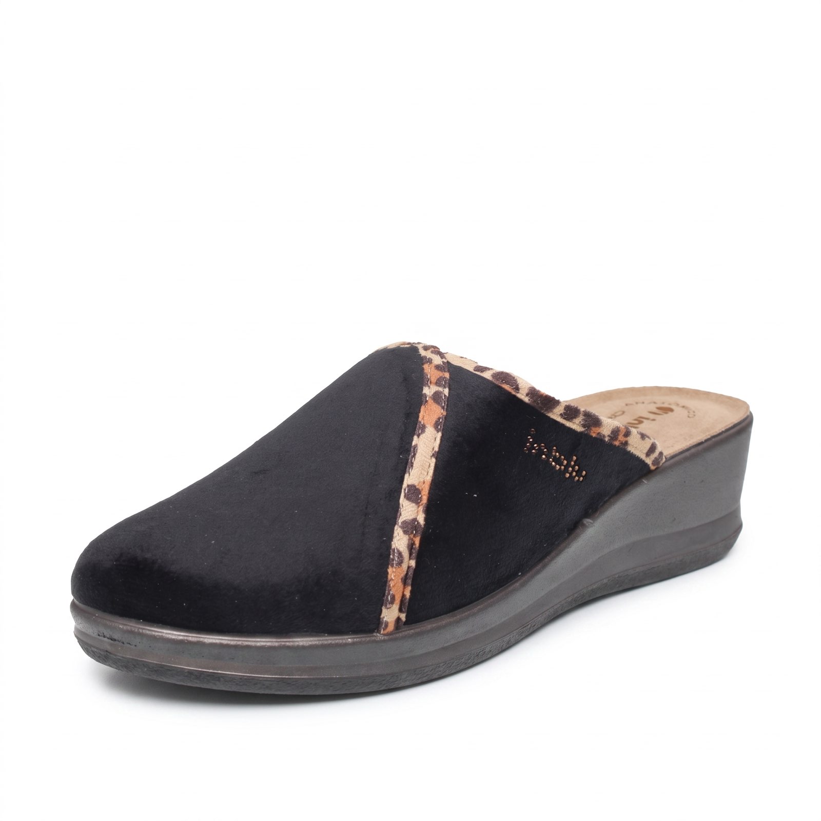 INBLU Stoffslipper mit Keil Damen schwarz