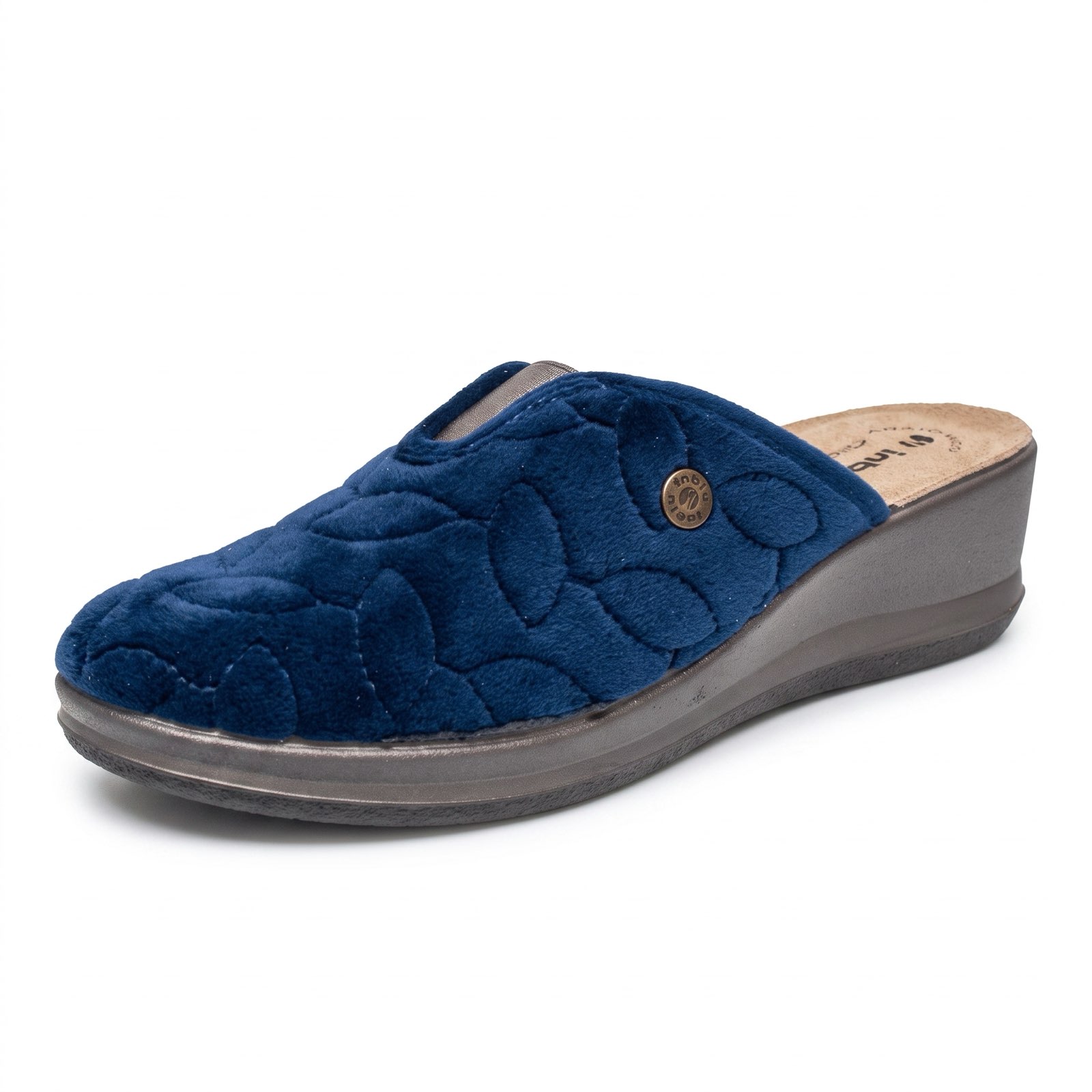 INBLU Stoffslipper mit Keil Damen blau