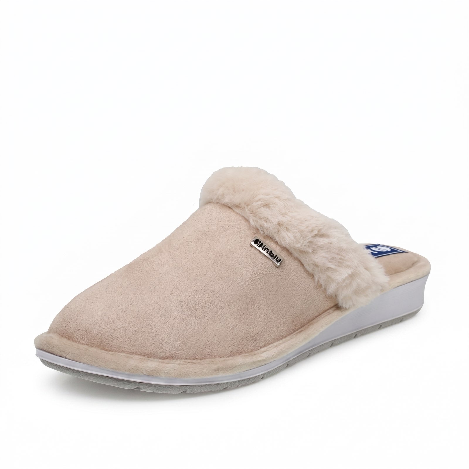 INBLU Warme Textilpantoffeln Damen sandfarben