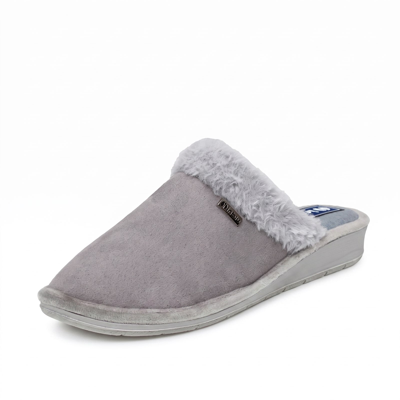INBLU Chaussons en textile chauds Femme argent