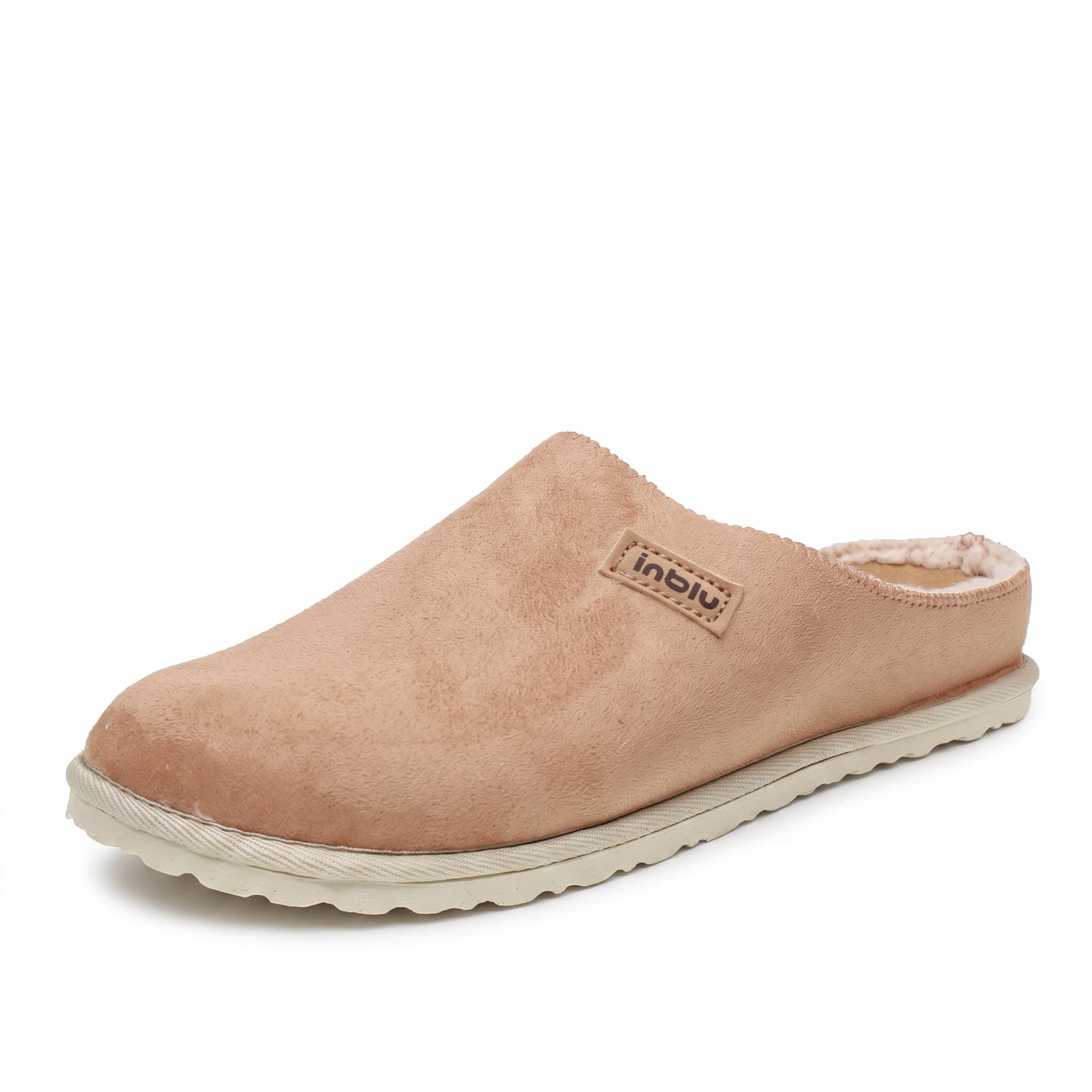 INBLU Warme Textilpantoffeln Damen sandfarben