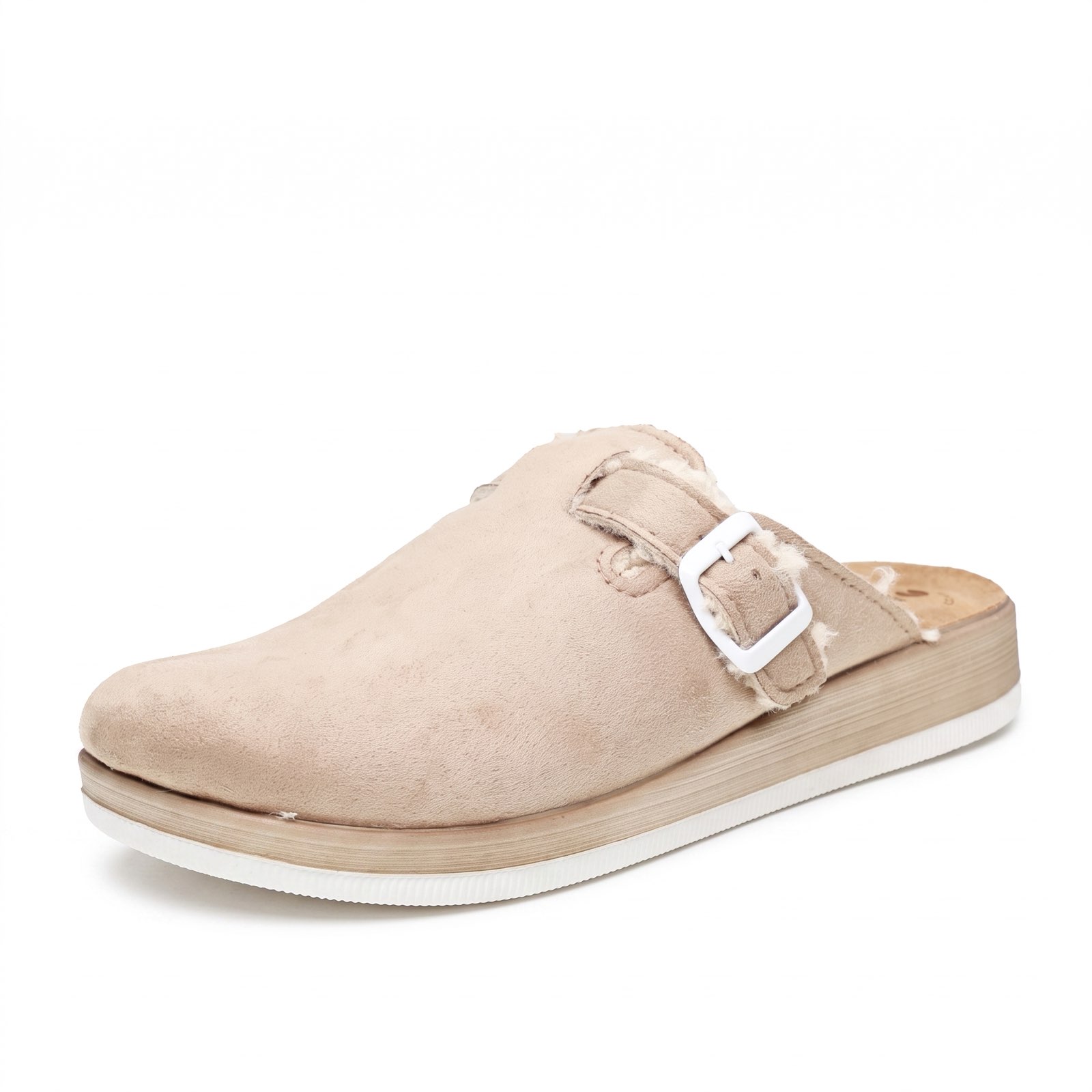 INBLU Warme Stoffpantoffeln mit Schnalle Damen beige