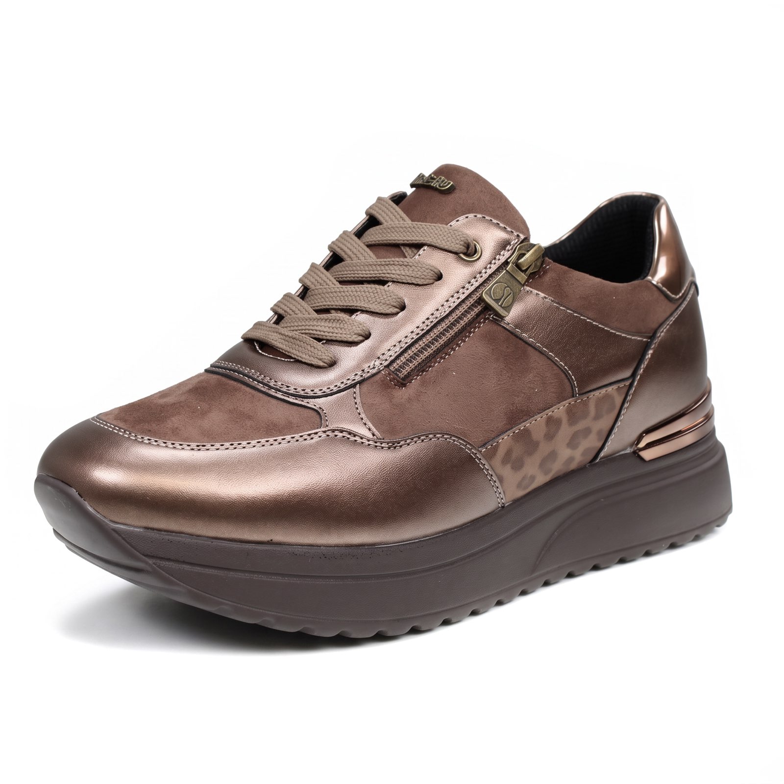 INBLU Sneakers alte con cerniera Donna bronzo