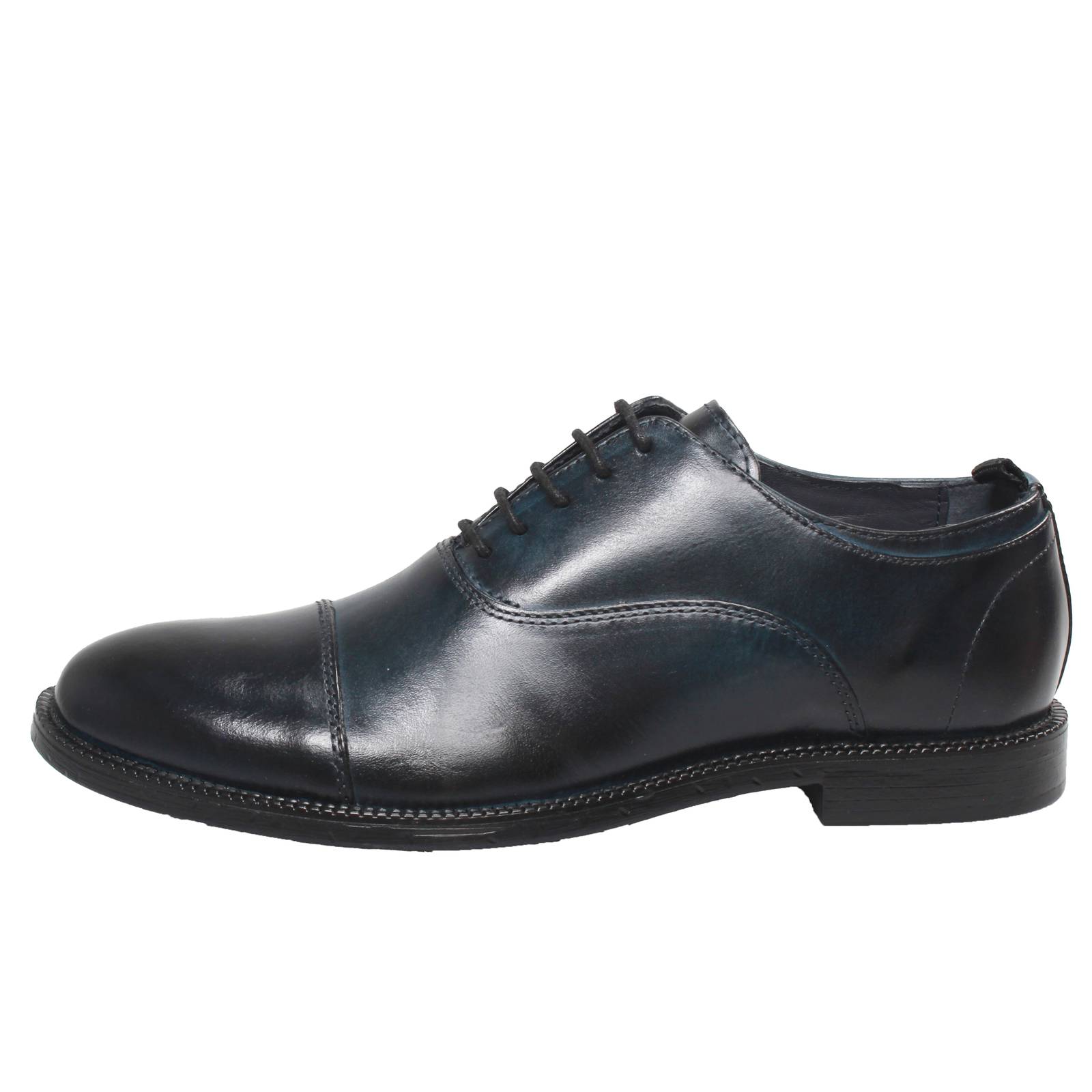 OFFICINA DEL CUOIO Chaussures à lacets en cuir Oxford Homme bleu Photo 3
