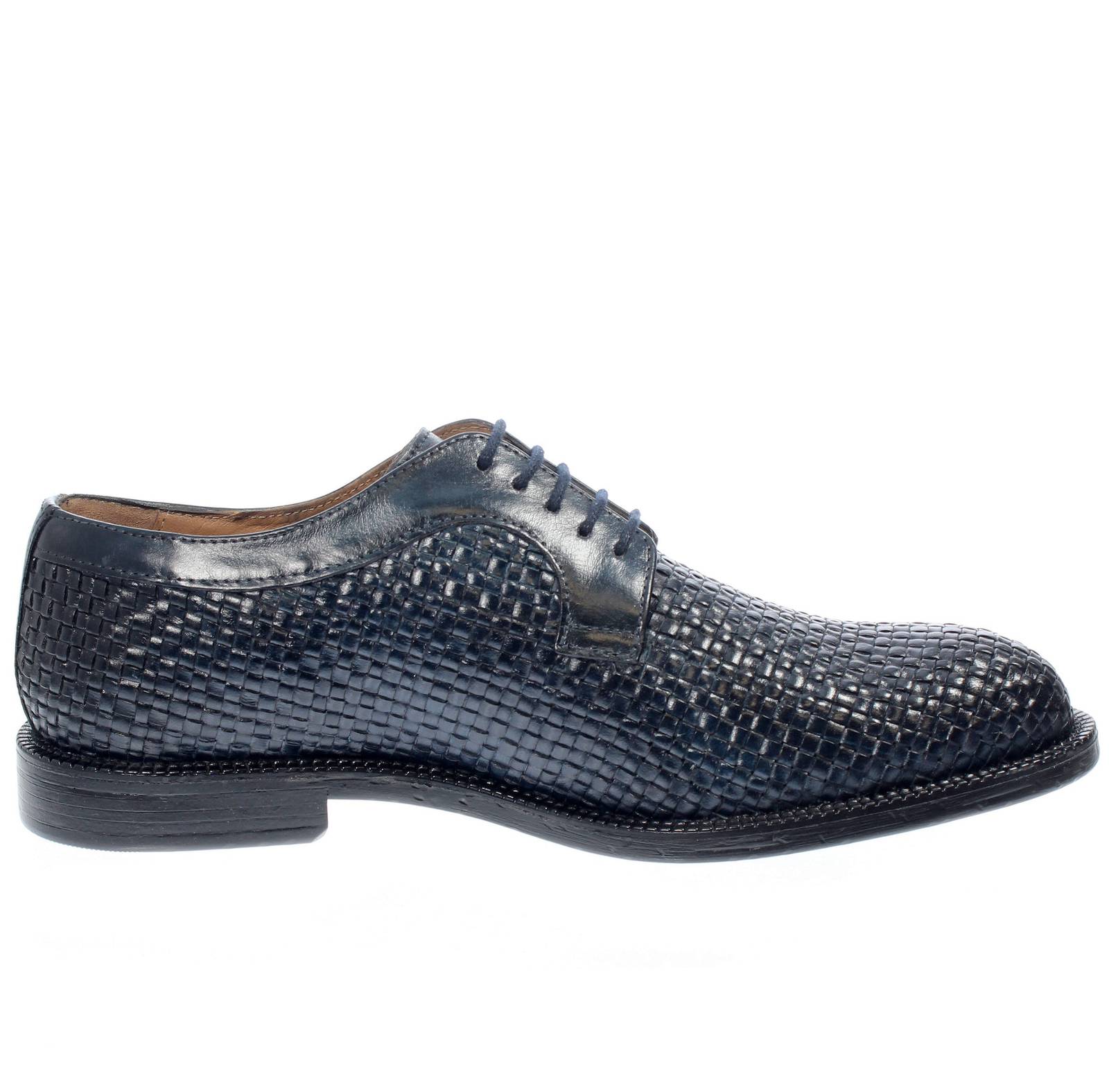 BOLZONI SHOES DI ENRICO BOLZONI Lacets de derby en cuir tressé Homme bleu Photo 2