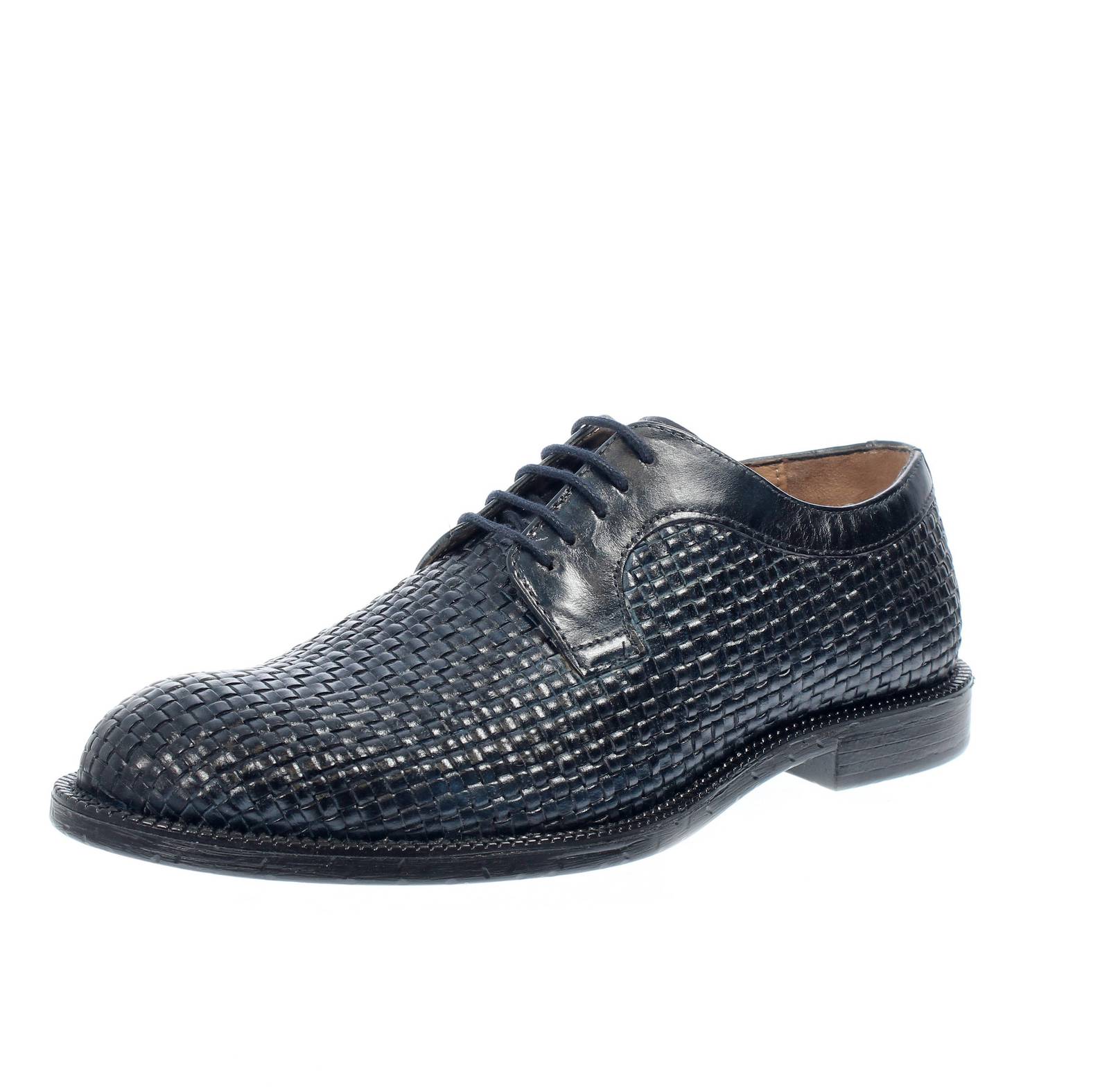 Ботинки Bolzoni от Enrico Bolzoni на шнуровке в стиле дерби в синем цвете Pelle Intrecciata - Uomo