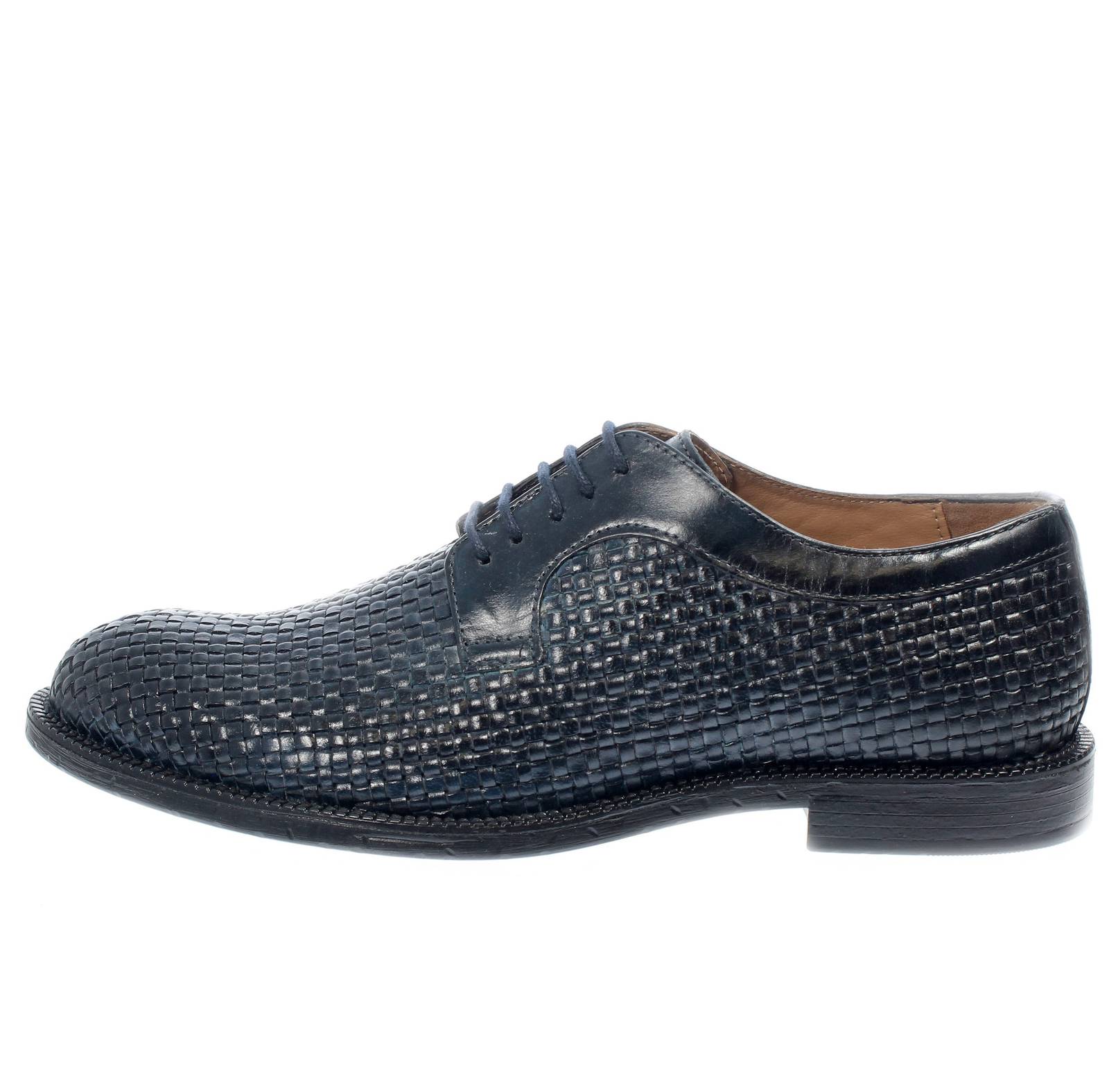 BOLZONI SHOES DI ENRICO BOLZONI Lacets de derby en cuir tressé Homme bleu Photo 3
