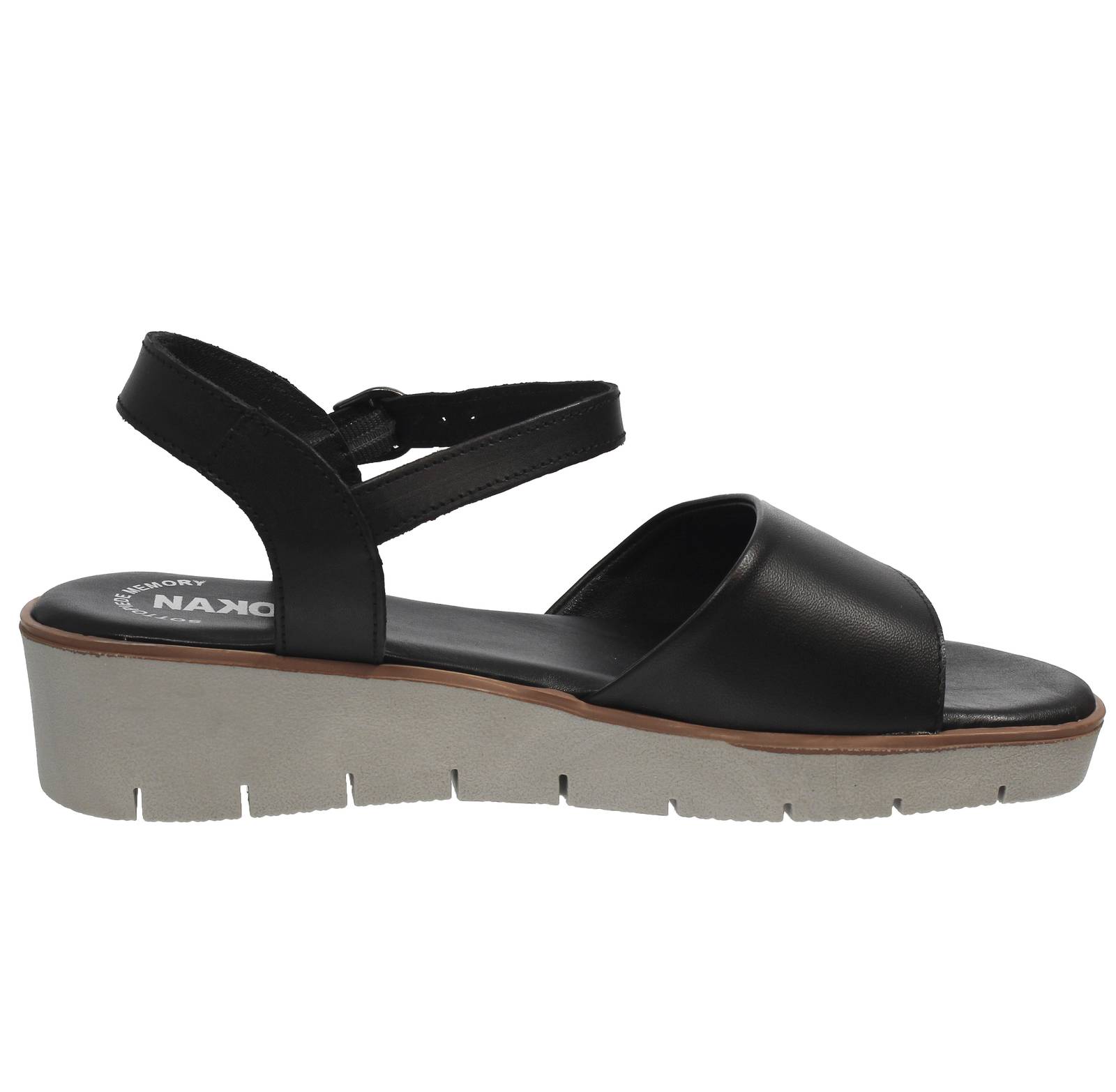 NAKOA Leder-Keilsandalen Damen schwarz Foto 2