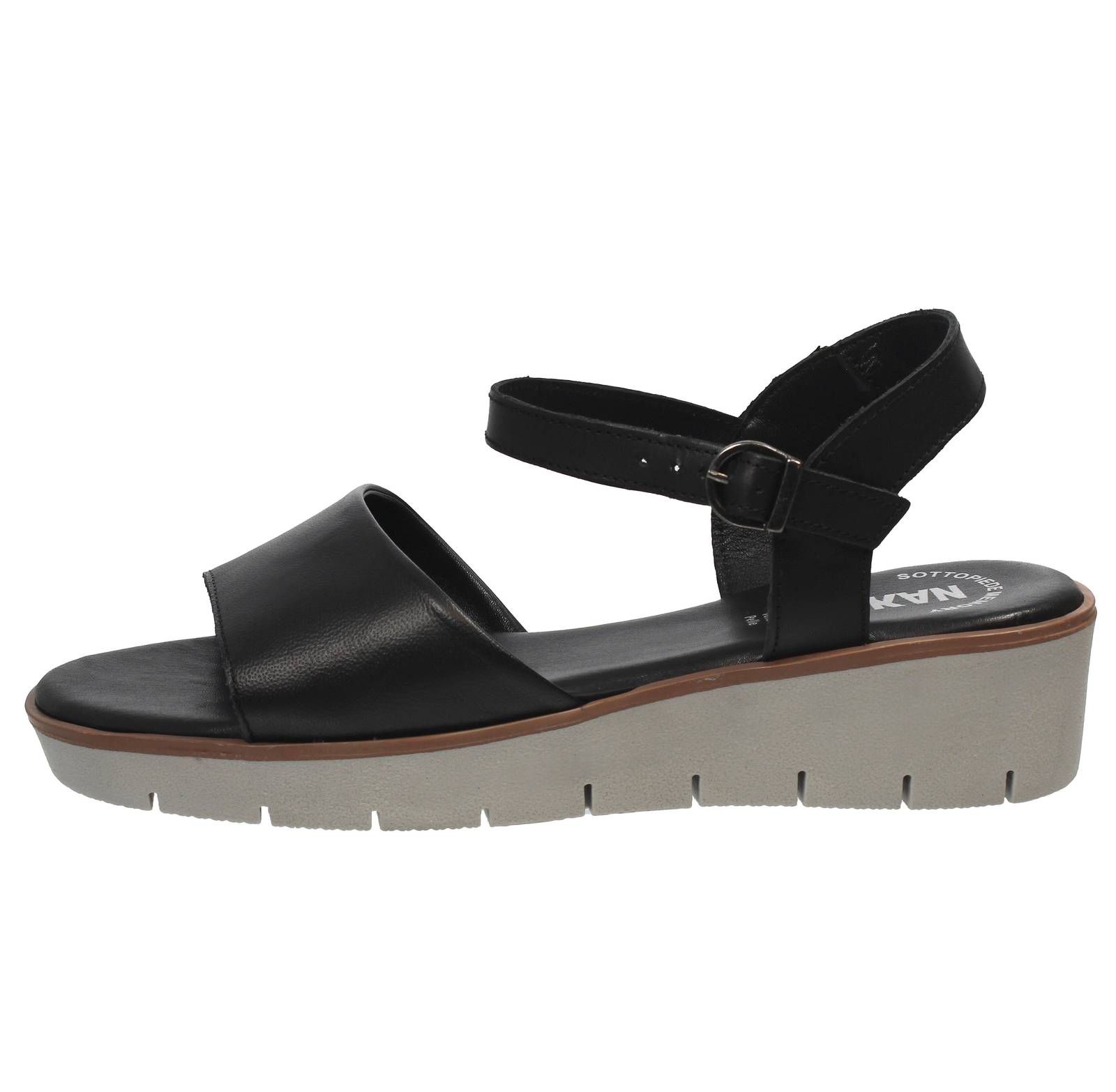 NAKOA Leder-Keilsandalen Damen schwarz Foto 3