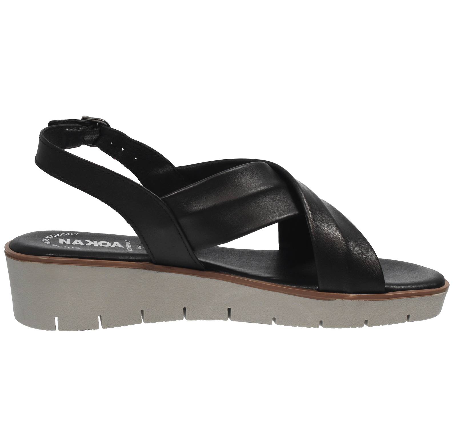 NAKOA Leder-Keilsandalen Damen schwarz Foto 2