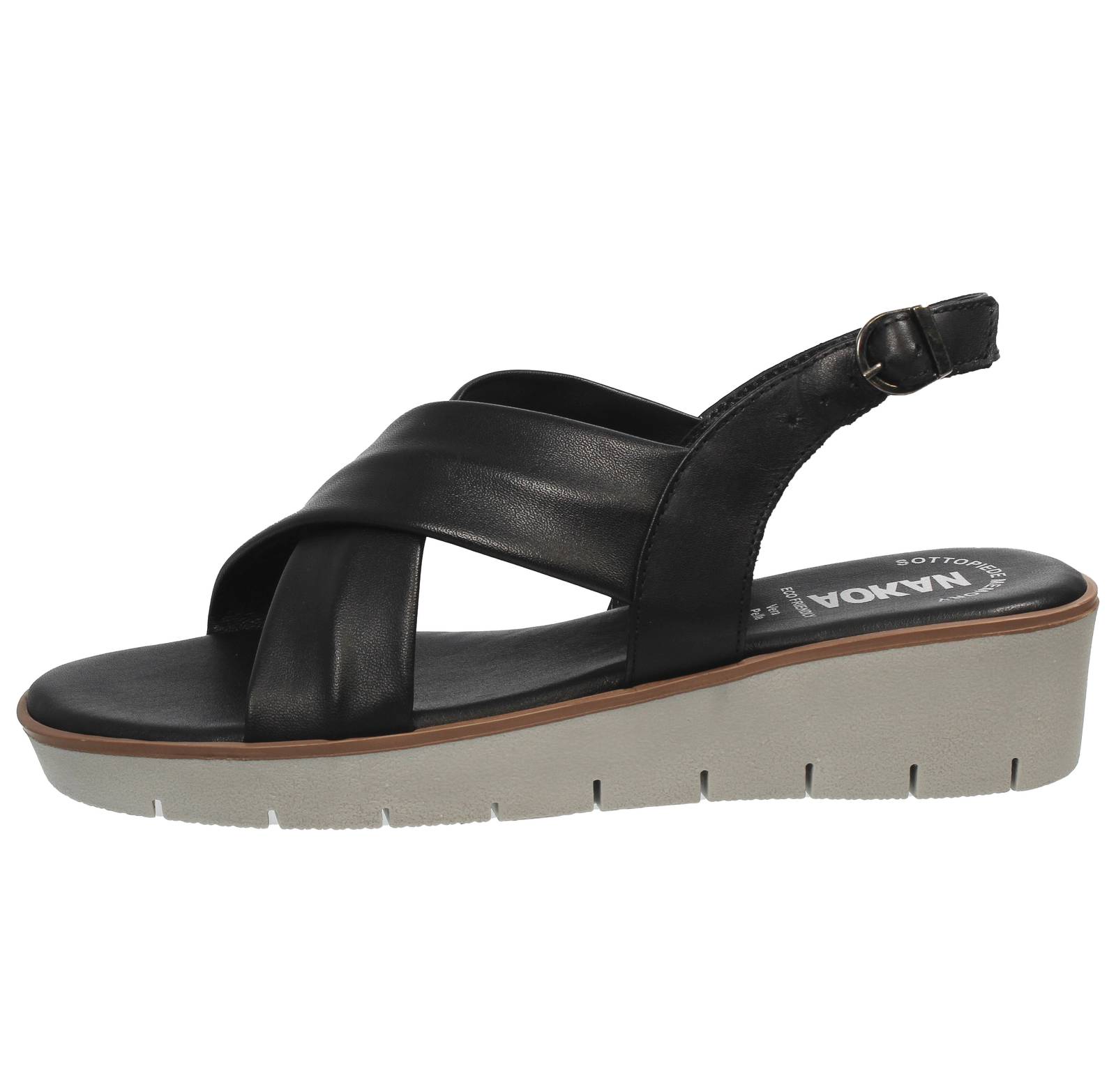 NAKOA Leder-Keilsandalen Damen schwarz Foto 3