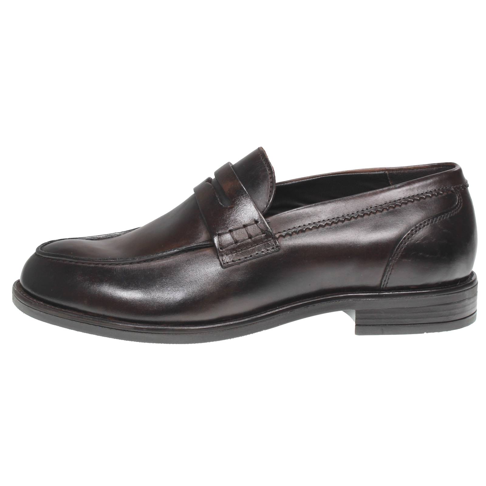 OFFICINA DEL CUOIO Mocassins de collège en cuir Homme marron Photo 3