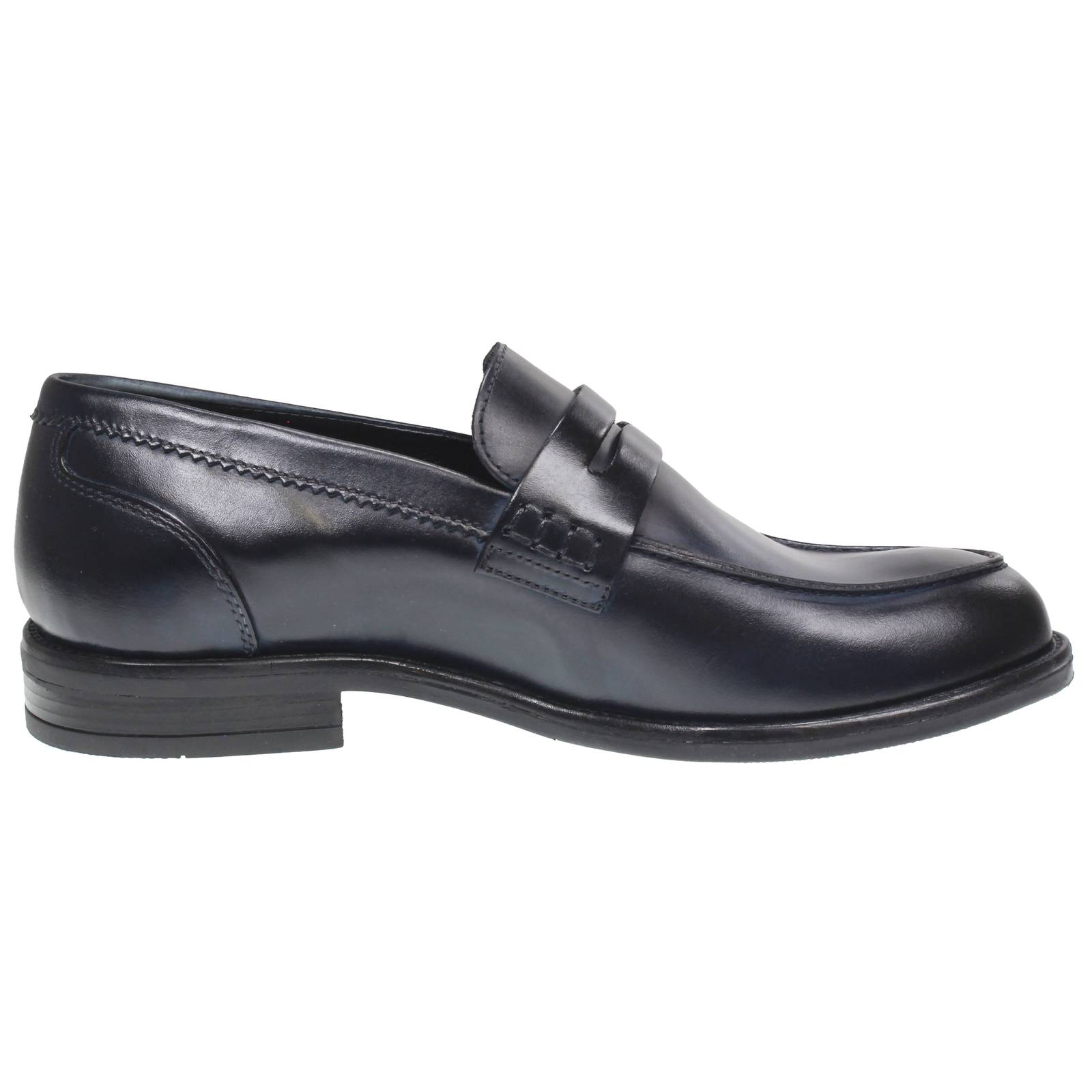 OFFICINA DEL CUOIO Mocassins de collège en cuir Homme bleu Photo 2