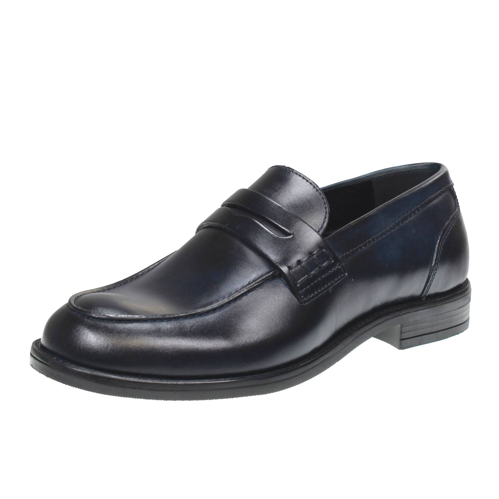 OFFICINA DEL CUOIO Mocassins de collège en cuir Homme bleu