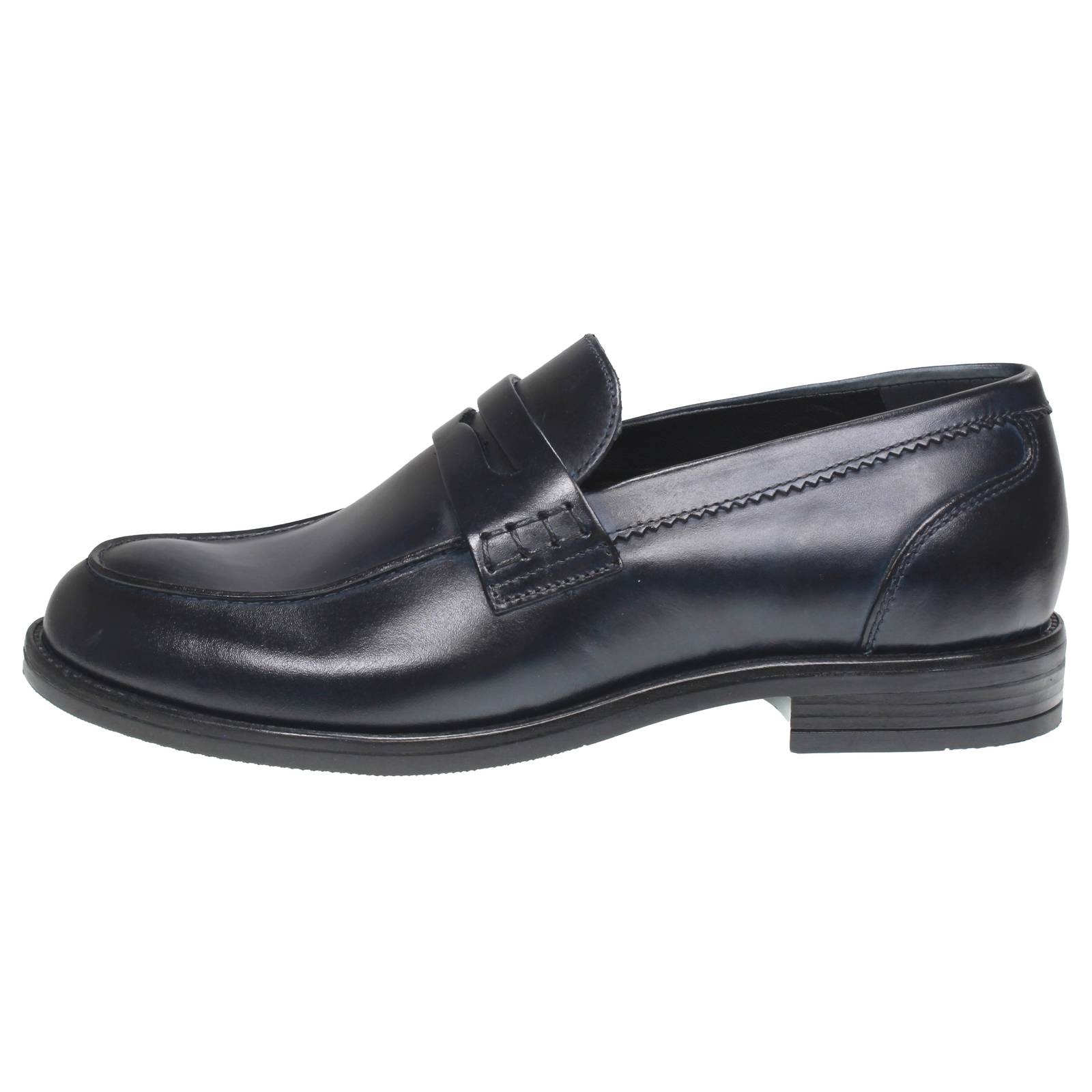 OFFICINA DEL CUOIO Mocassins de collège en cuir Homme bleu Photo 3