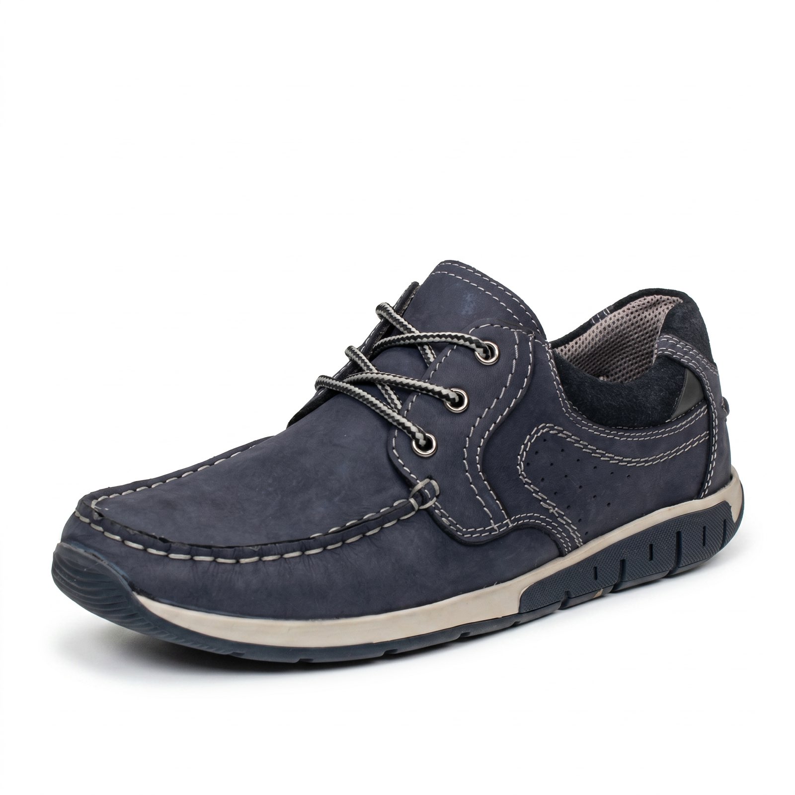 OFFICINA DEL CUOIO Throne - Mocassins à lacets en cuir Homme bleu