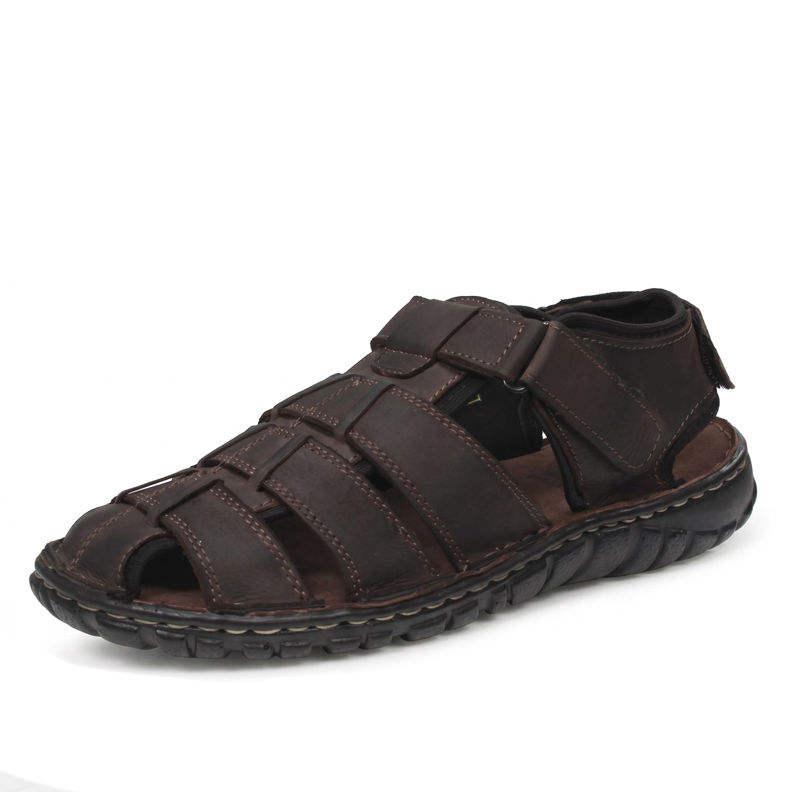 OFFICINA DEL CUOIO Sandales en cuir fermées Homme marron