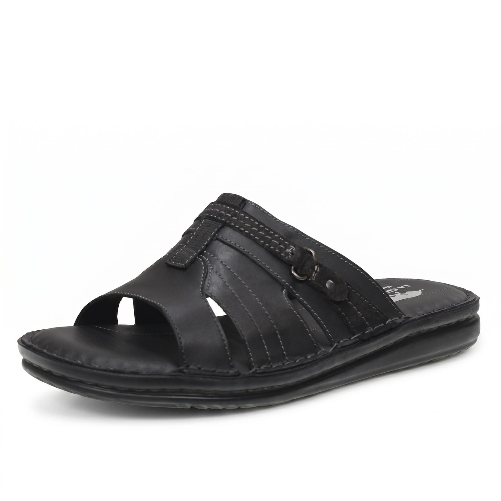 OFFICINA DEL CUOIO Pantoufles en cuir Homme noir