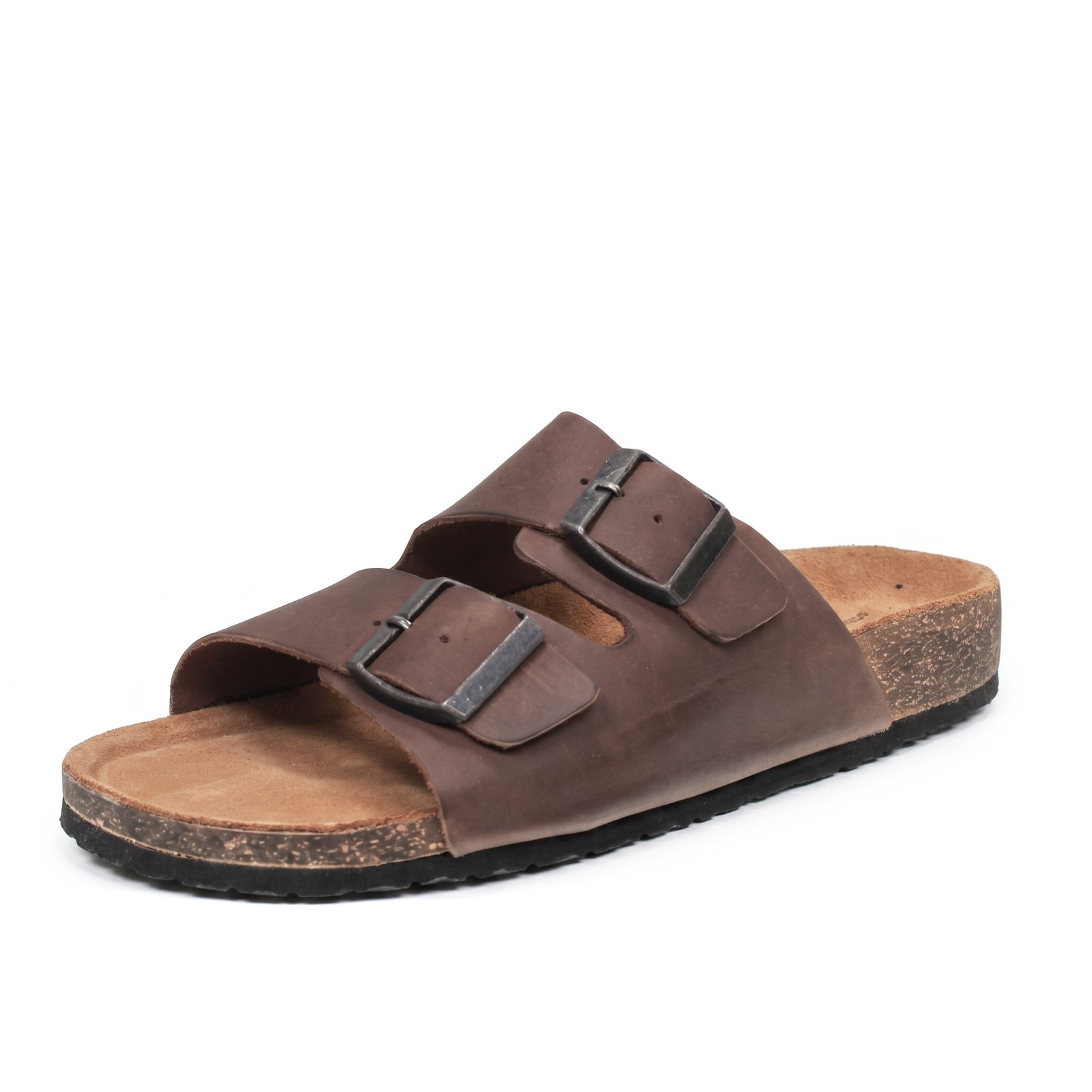 OFFICINA DEL CUOIO Arizona - Pantoufles en cuir avec double boucle Homme marron