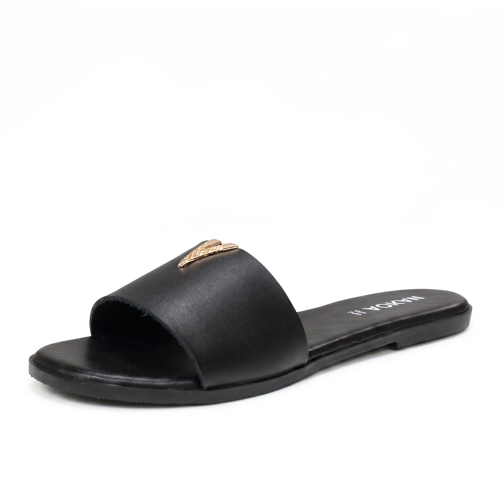 NAKOA Lederpantoffeln Damen schwarz