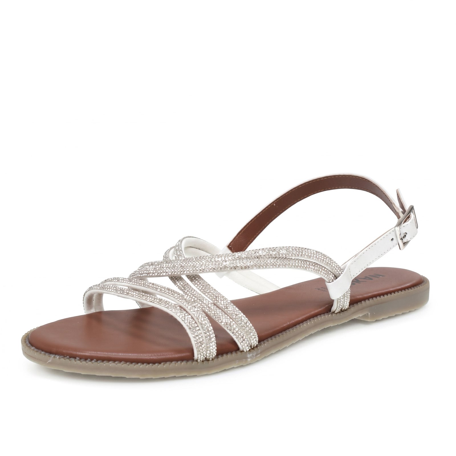 NAKOA Ledersandalen mit Schnalle Damen weiß